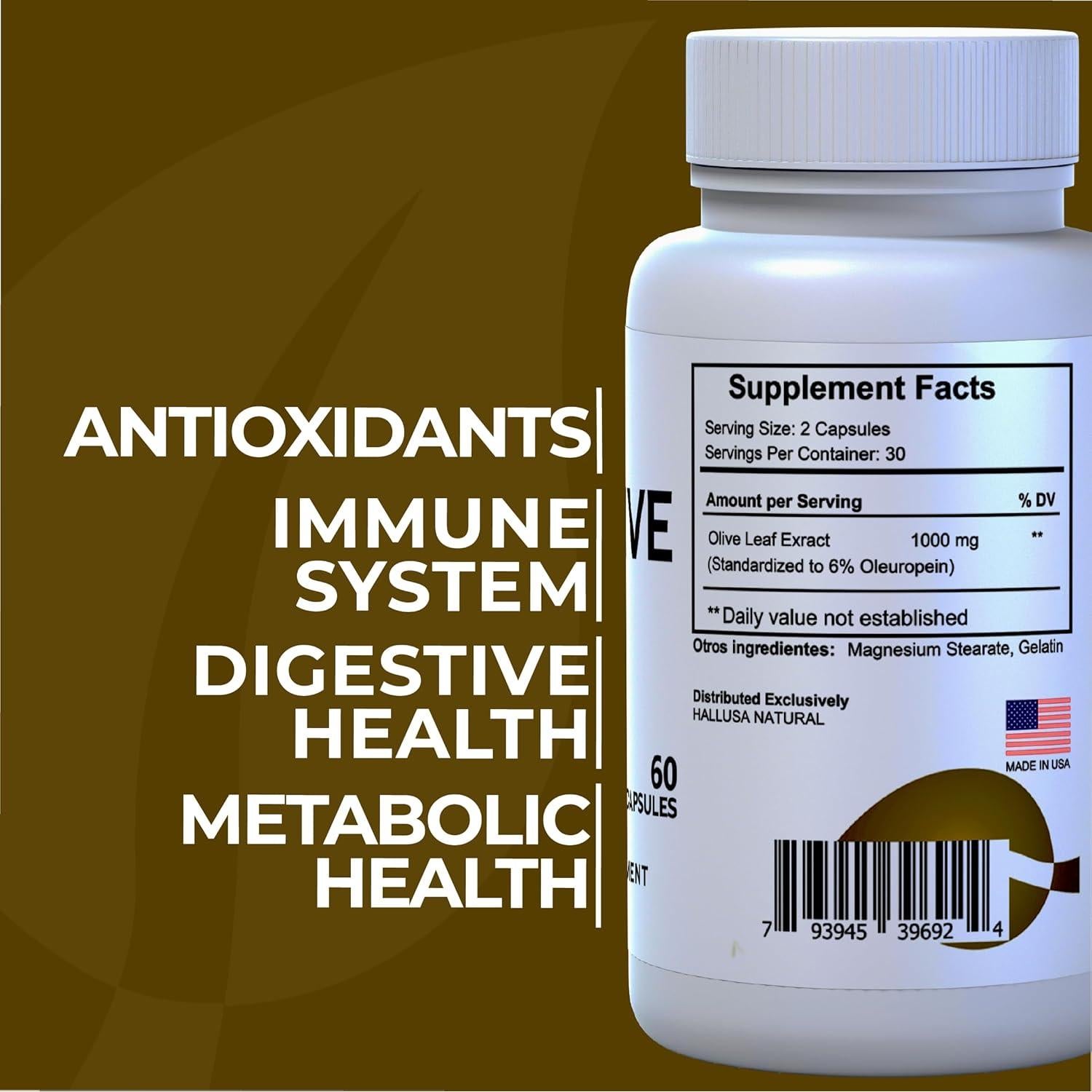 Suplemento Inmunológico Hallusa Natural 1000mg - 60 Cápsulas