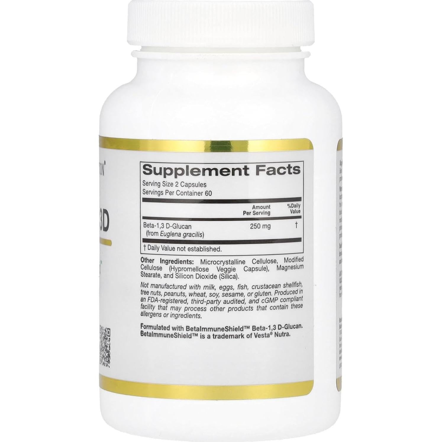 Beta Glucano 1,3D California Gold Nutrition 120 Cápsulas