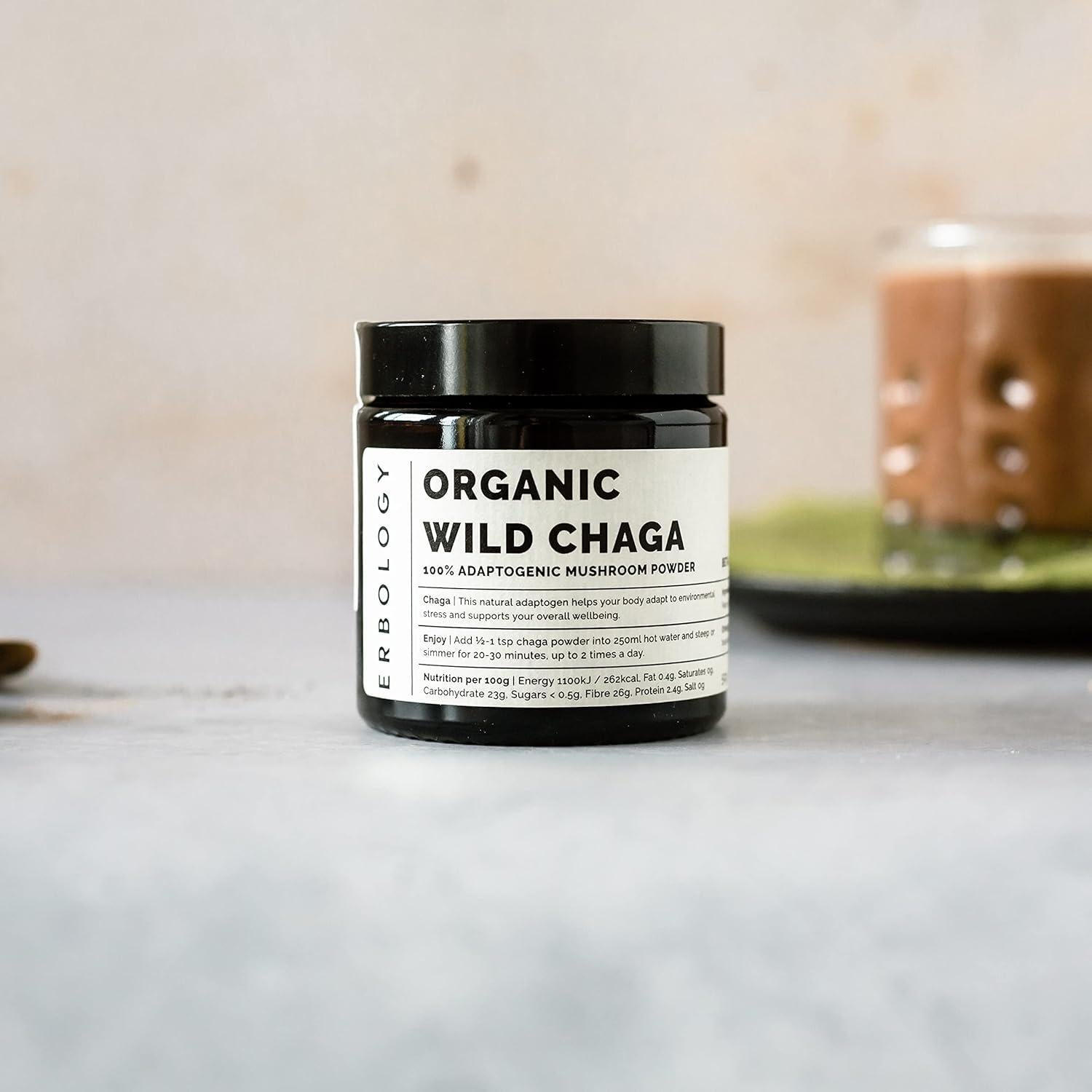 Polvo de Hongo Chaga Orgánico Erbology 51g - 7% Beta-glucanos