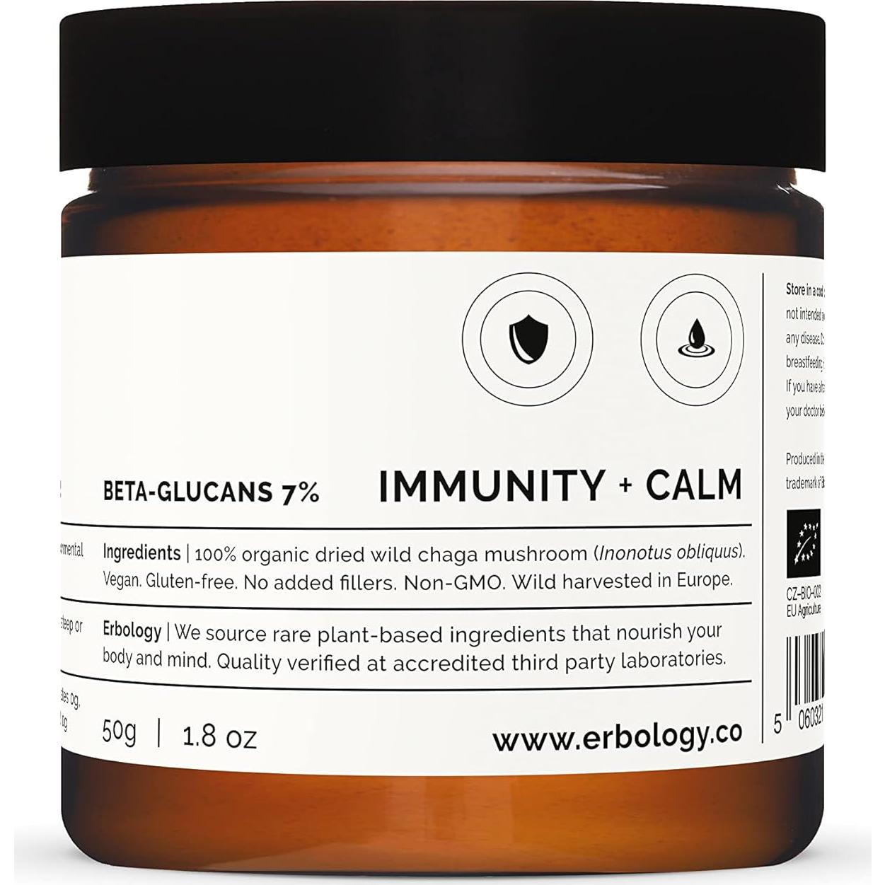 Polvo de Hongo Chaga Orgánico Erbology 51g - 7% Beta-glucanos