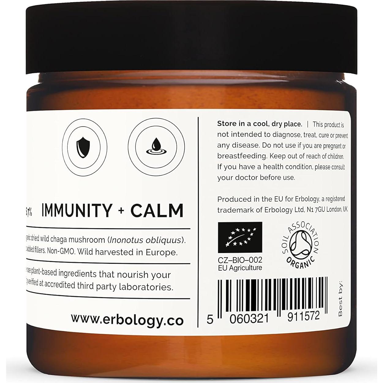 Polvo de Hongo Chaga Orgánico Erbology 51g - 7% Beta-glucanos