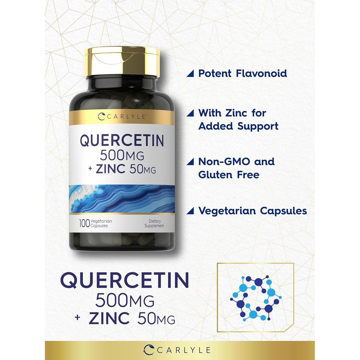 Cápsulas de Quercetina Carlyle 500mg + Zinc 50mg - 100 Unidades