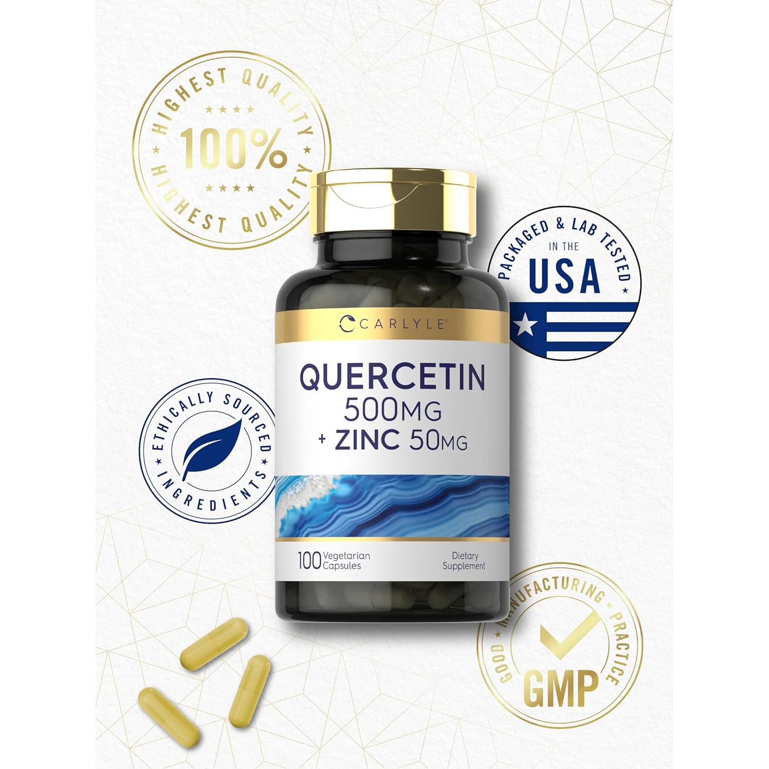 Cápsulas de Quercetina Carlyle 500mg + Zinc 50mg - 100 Unidades