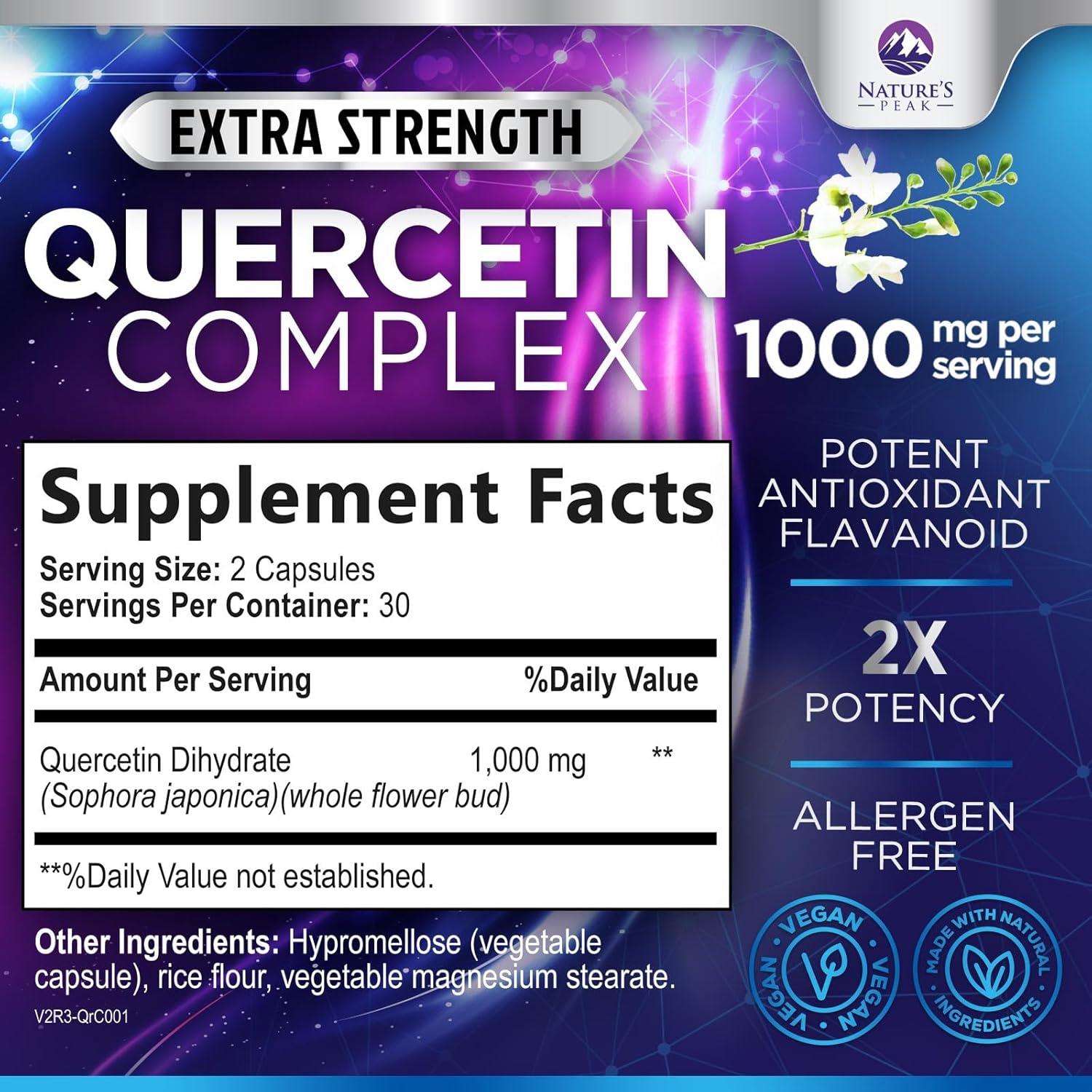 Suplemento de Quercetina 1000mg Nature's Peak - 60 Cápsulas