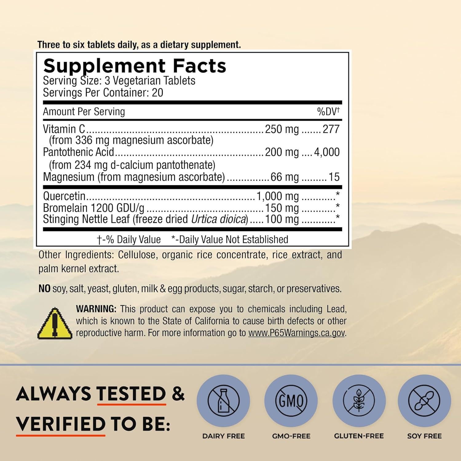 Vitaminas Mt. Angel Quercetina Nettle+ 60 Tabletas - Alivio Alergias