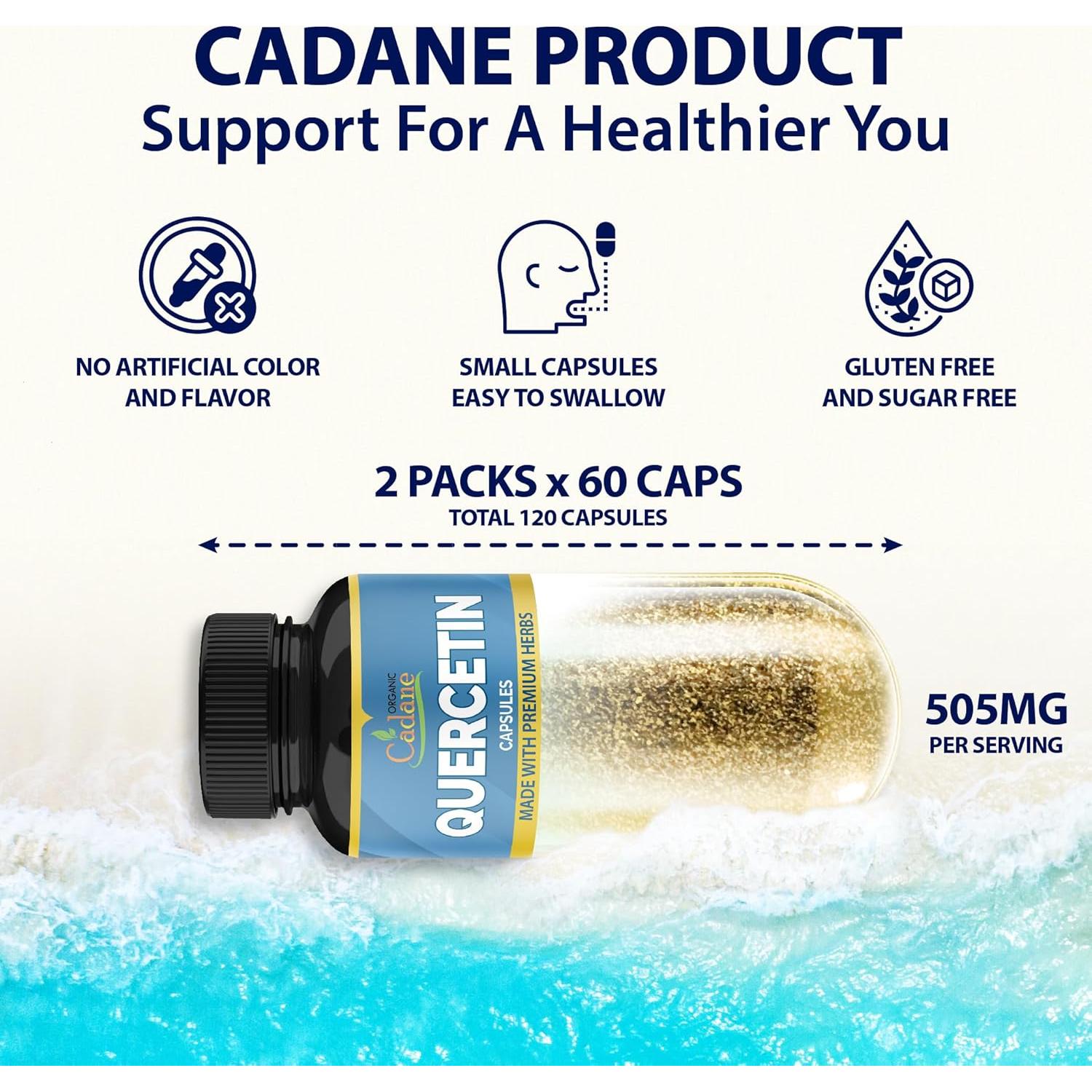 Suplemento de Quercetina Cadane Orgánico 120 Cápsulas 6en1