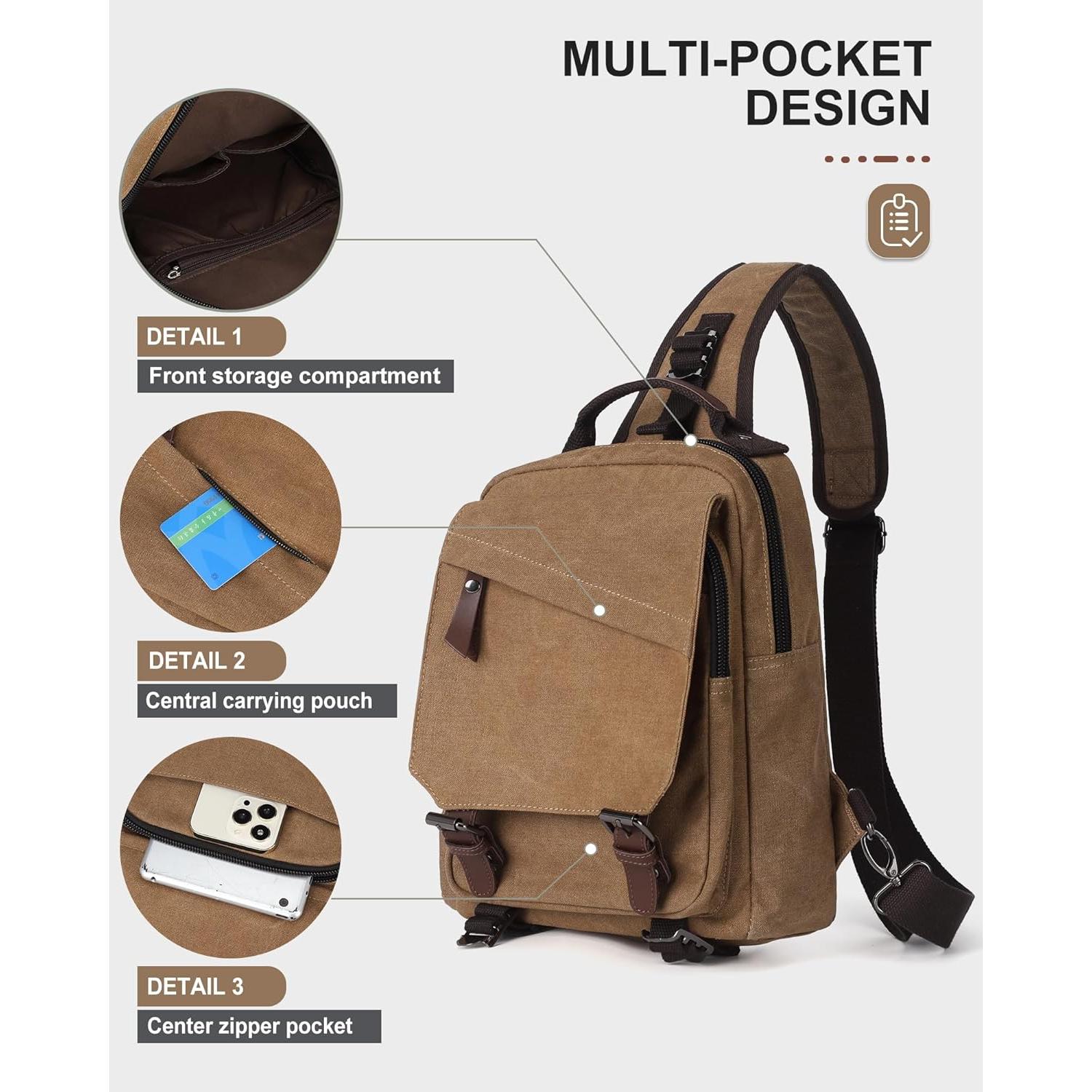 Bolsa Mensajera Lona A-Khaki 33x29cm Multifuncional