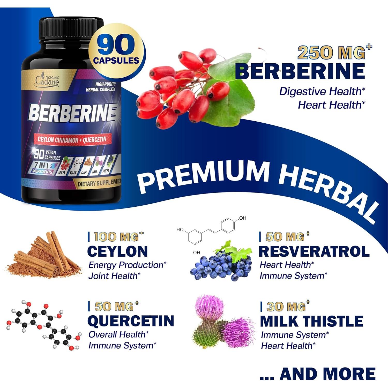 Suplemento de Berberina Cadane 90 Cápsulas - Bienestar Integral