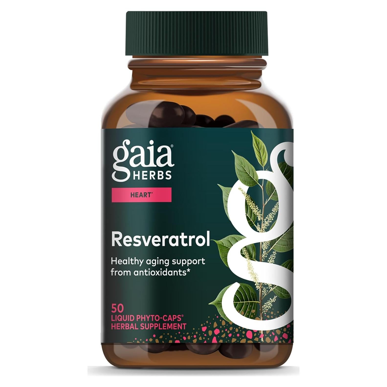 Suplemento Antioxidante Gaia Herbs Resveratrol 150 mg 50 Cápsulas