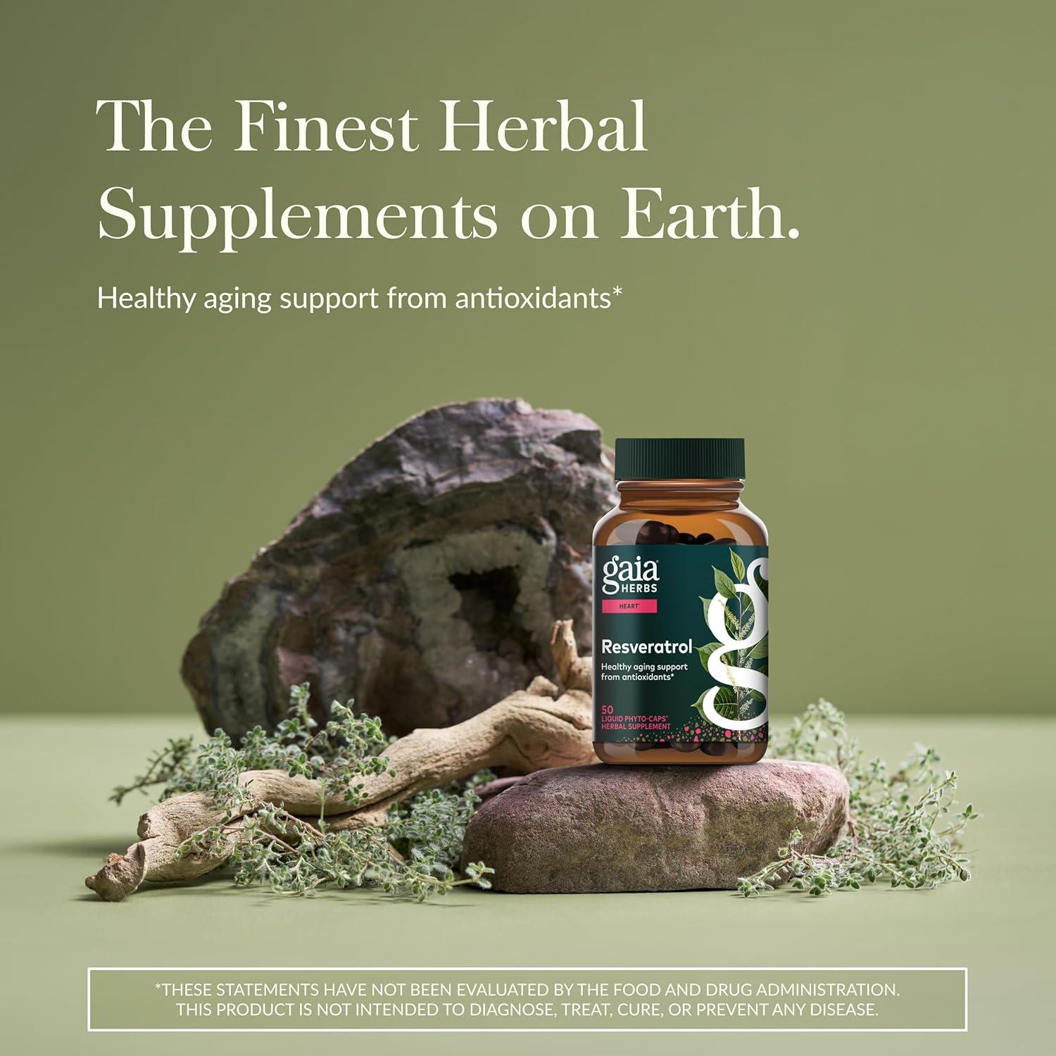 Suplemento Antioxidante Gaia Herbs Resveratrol 150 mg 50 Cápsulas