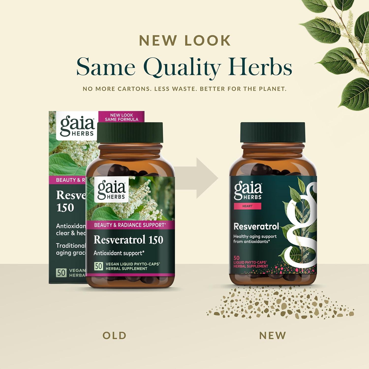 Suplemento Antioxidante Gaia Herbs Resveratrol 150 mg 50 Cápsulas