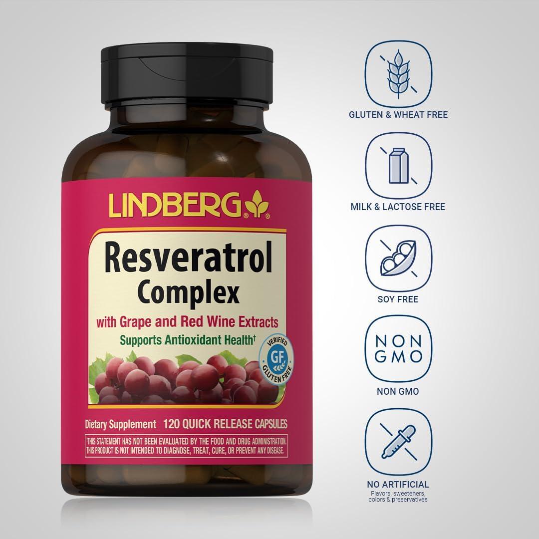 Suplemento de Resveratrol Lindberg 120 Cápsulas 100 mg