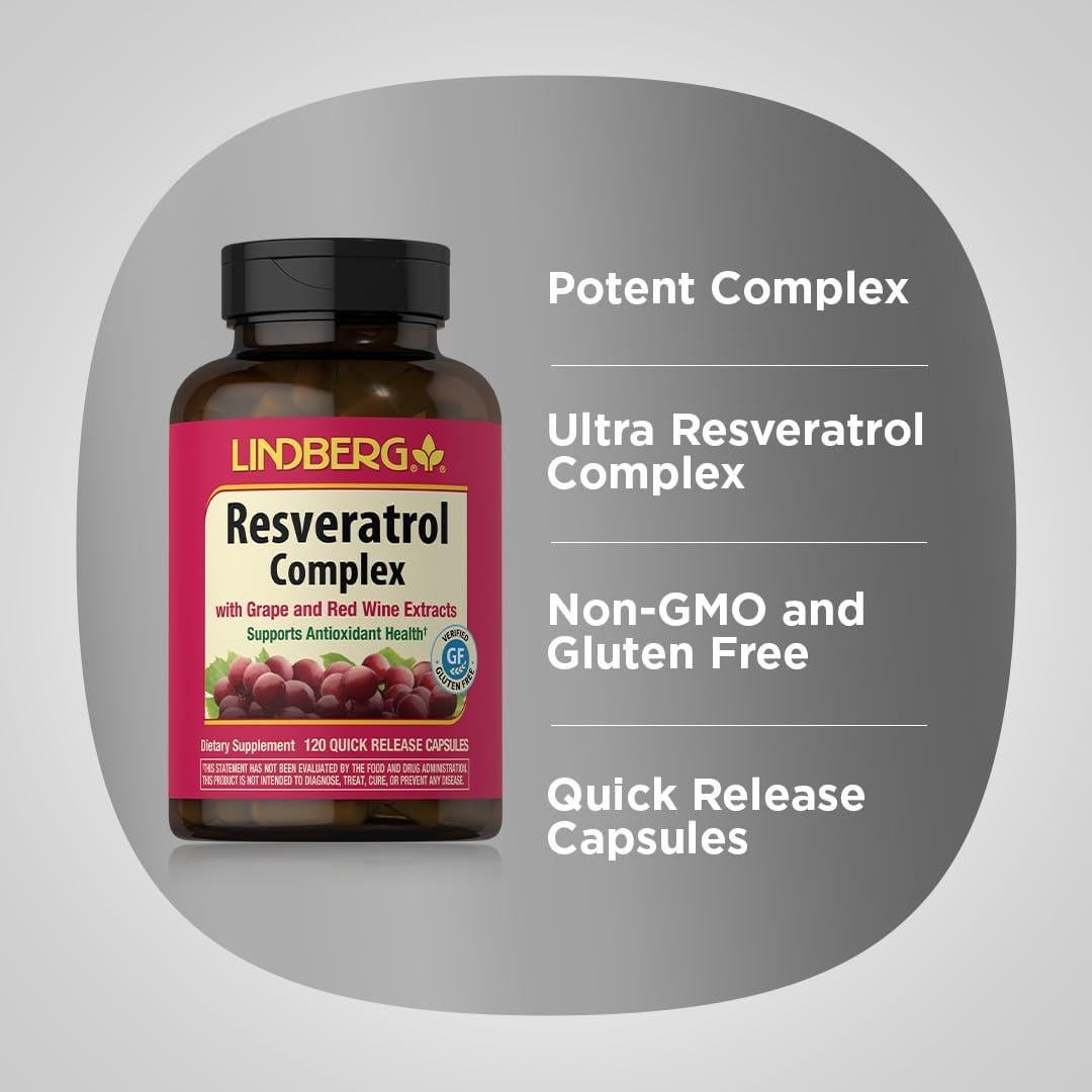 Suplemento de Resveratrol Lindberg 120 Cápsulas 100 mg