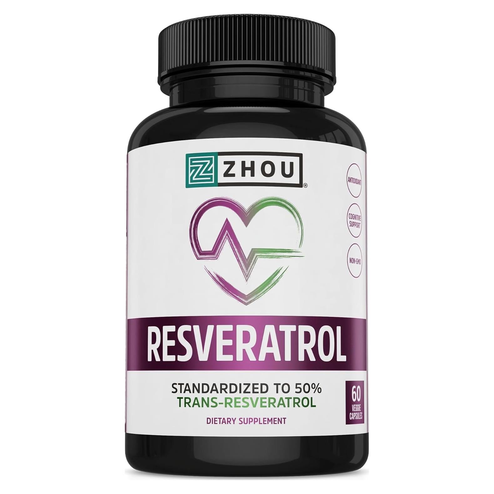 Suplemento Zhou Resveratrol 1000mg - 60 Cápsulas Vegetales