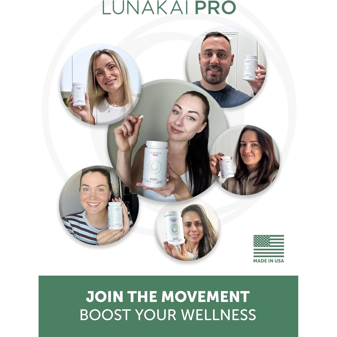 Suplemento de NAD+ Lunakai PRO 60 Cápsulas - Energía y Longevidad