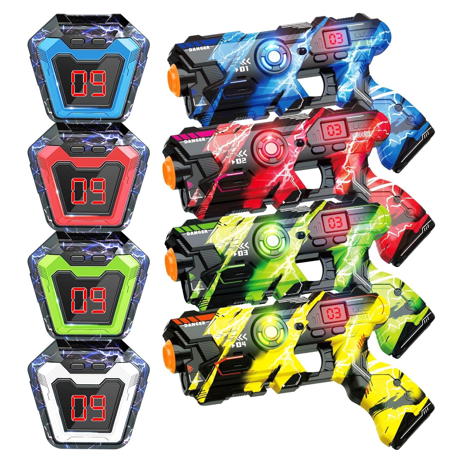 Conjunto de 4 pistolas láser LED con chaleco - Juyi