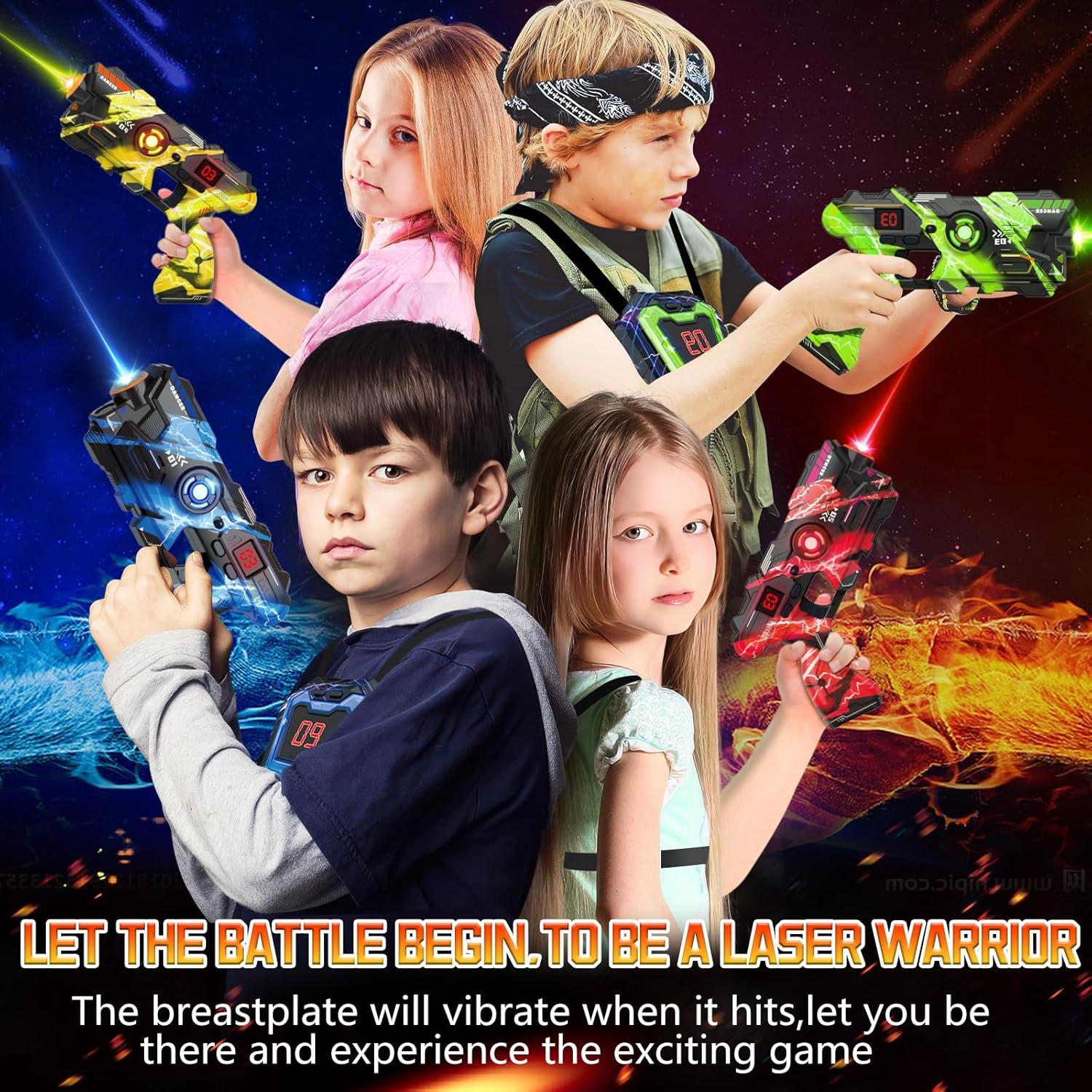 Conjunto de 4 pistolas láser LED con chaleco - Juyi