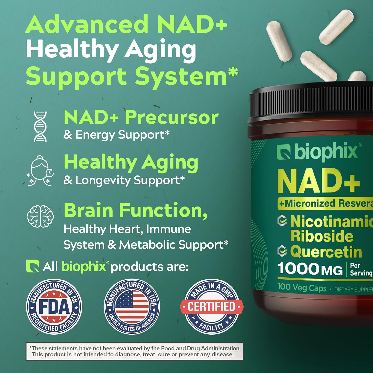 Suplemento Liposomal NAD+ Biophix 1000 mg 100 Cápsulas