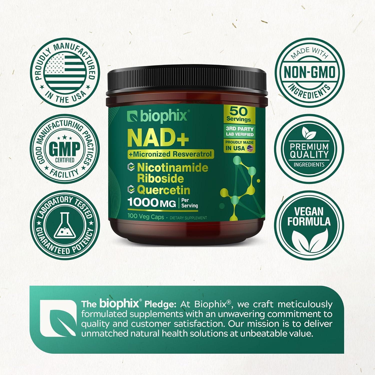 Suplemento Liposomal NAD+ Biophix 1000 mg 100 Cápsulas