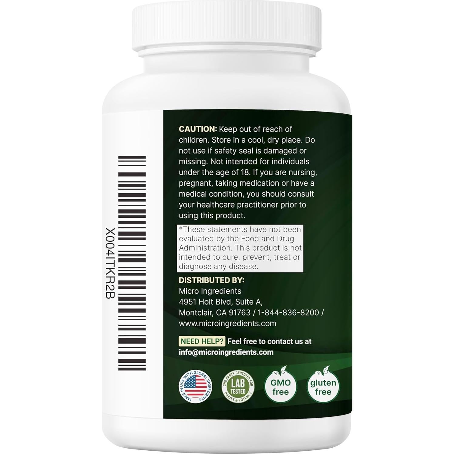 Suplemento NAD+ 500mg Micro Ingredients 240 Cápsulas Vegetales