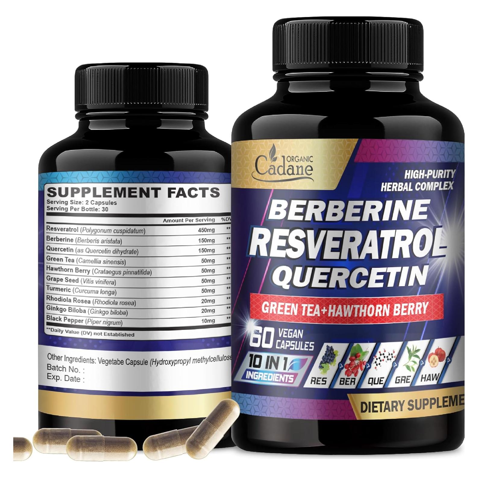 Suplemento de Resveratrol Cadane - 60 Cápsulas 10 en 1