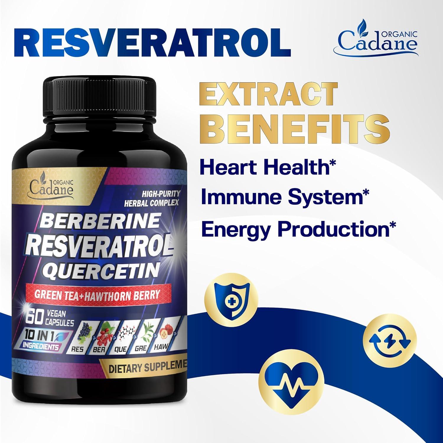 Suplemento de Resveratrol Cadane - 60 Cápsulas 10 en 1