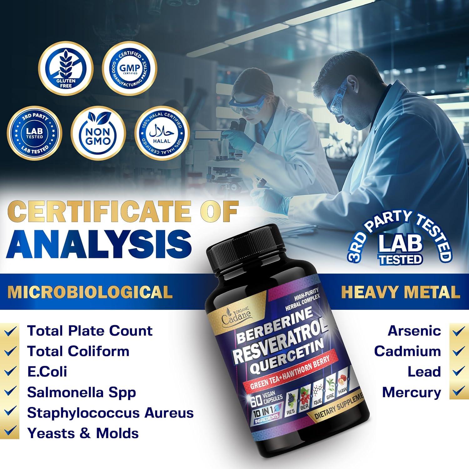 Suplemento de Resveratrol Cadane - 60 Cápsulas 10 en 1