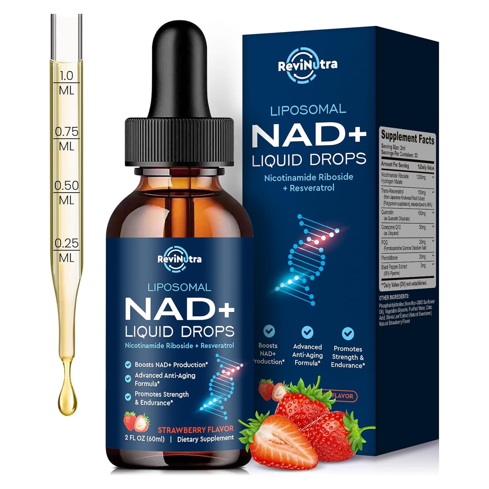 Suplemento Líquido Liposomal NAD+ ReviNutra 59.15 ml Fresa