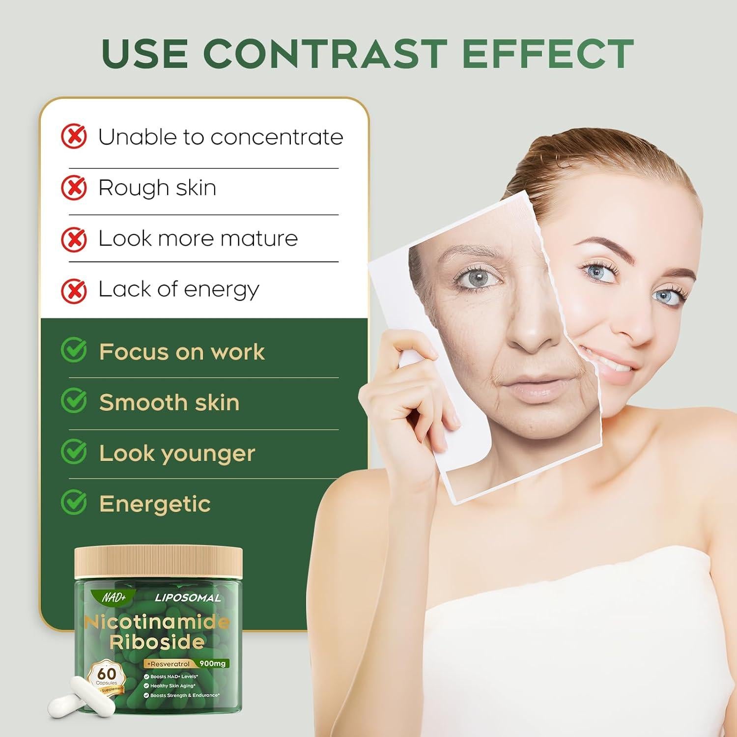 Suplemento Liposomal de NAD+ 900mg MayBeJiangWei - Antienvejecimiento