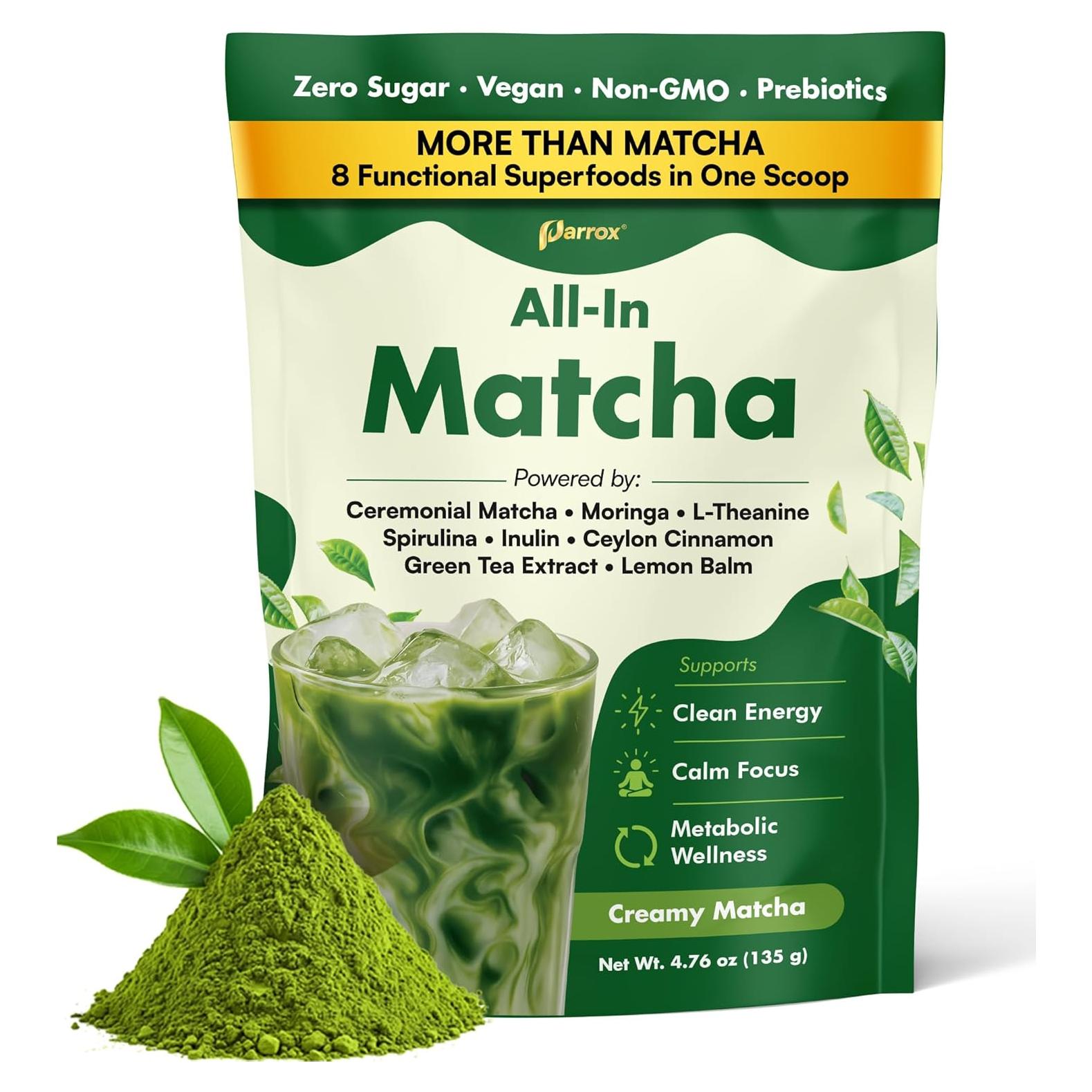 Polvo de Matcha Ceremonial Parrox con Moringa y Superalimentos - 134g