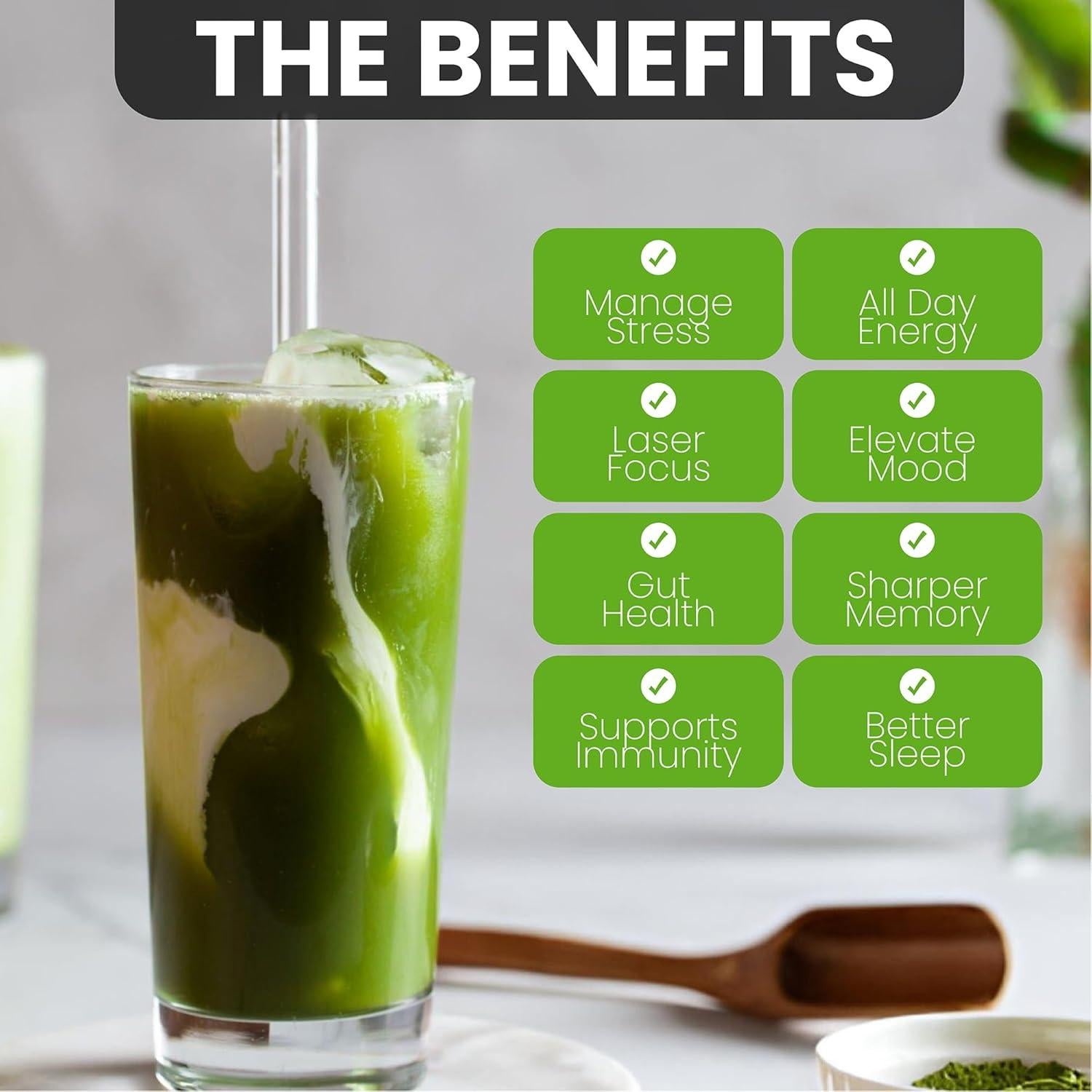 Matcha Ceremonial Orgánico PowderVitamin con 8 Hongos y Colágeno