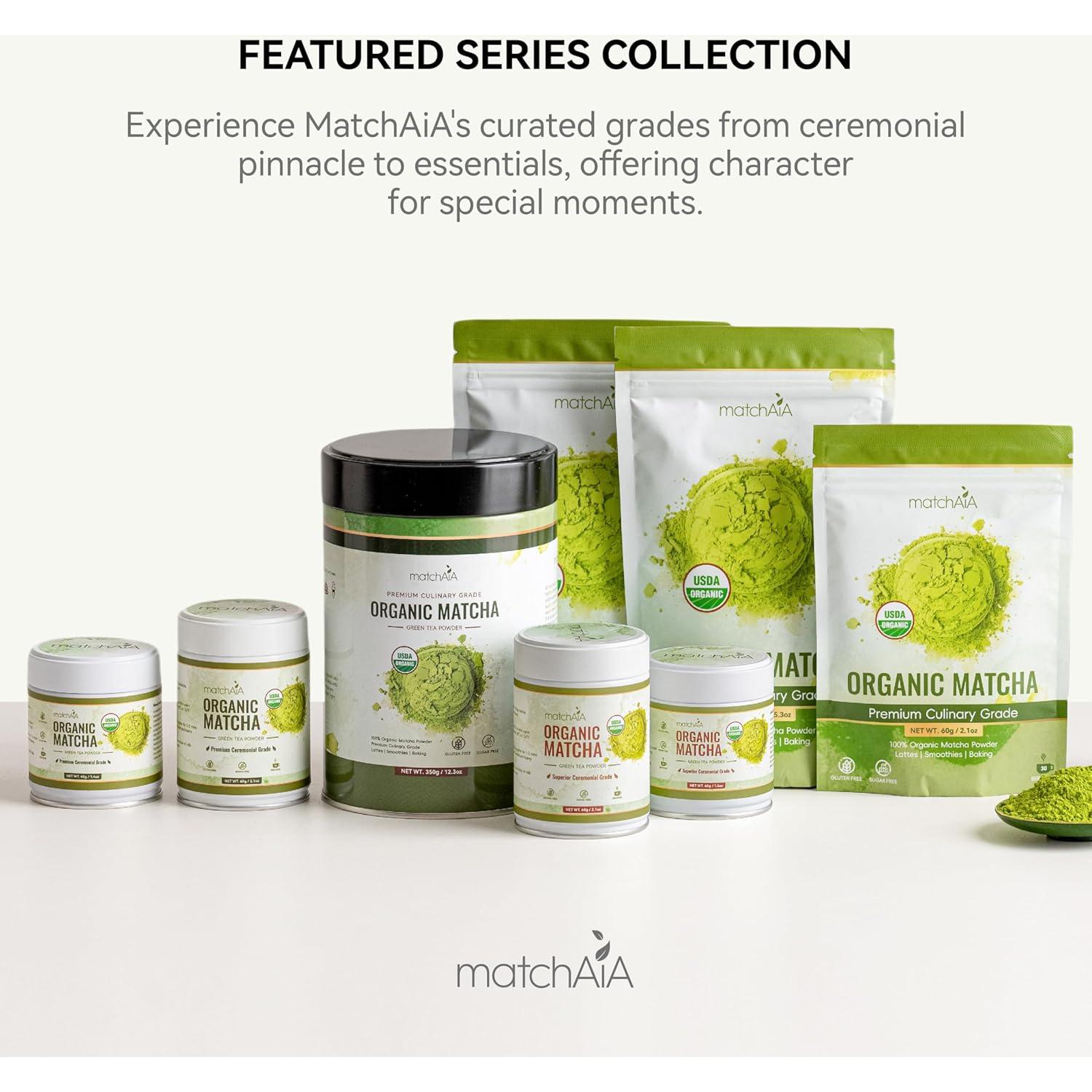 MatchAiA Polvo de Té Verde Matcha Orgánico 60g - Grado Culinario Premium