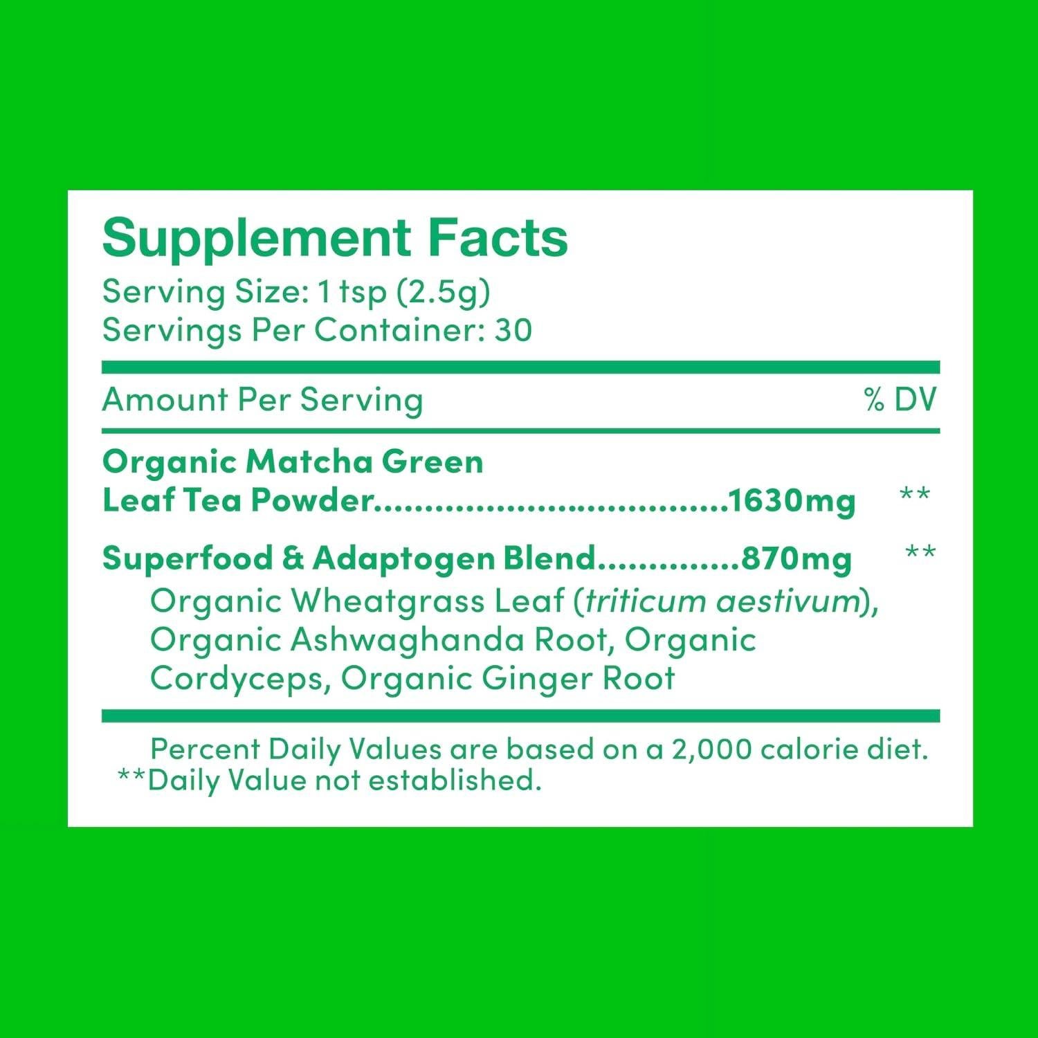 Polvo de Té Verde Matcha Orgánico Further Food 30 Porciones