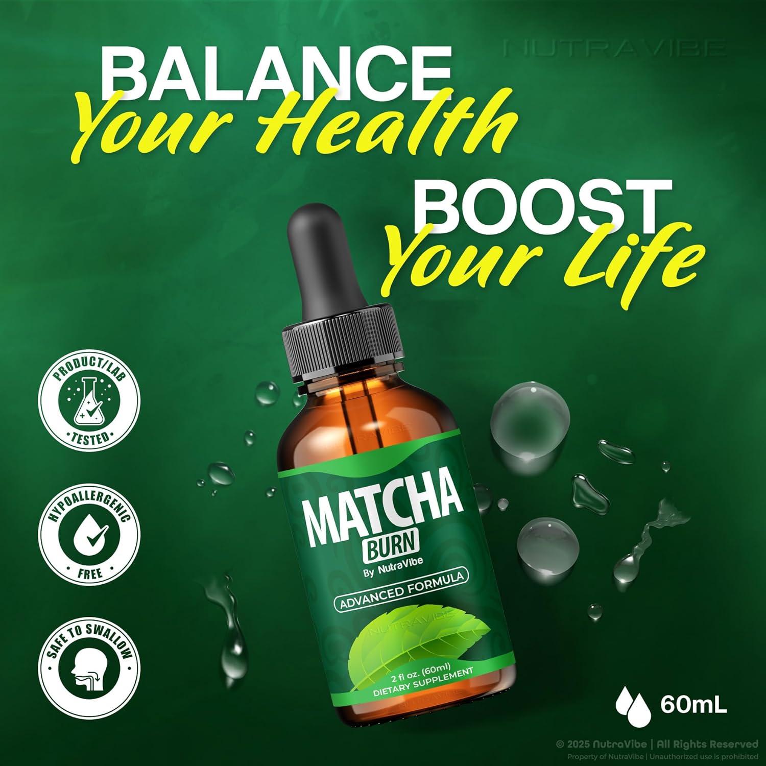 Gotas Líquidas de Matcha Burn NutraVibe - Energía Natural 30 Porciones