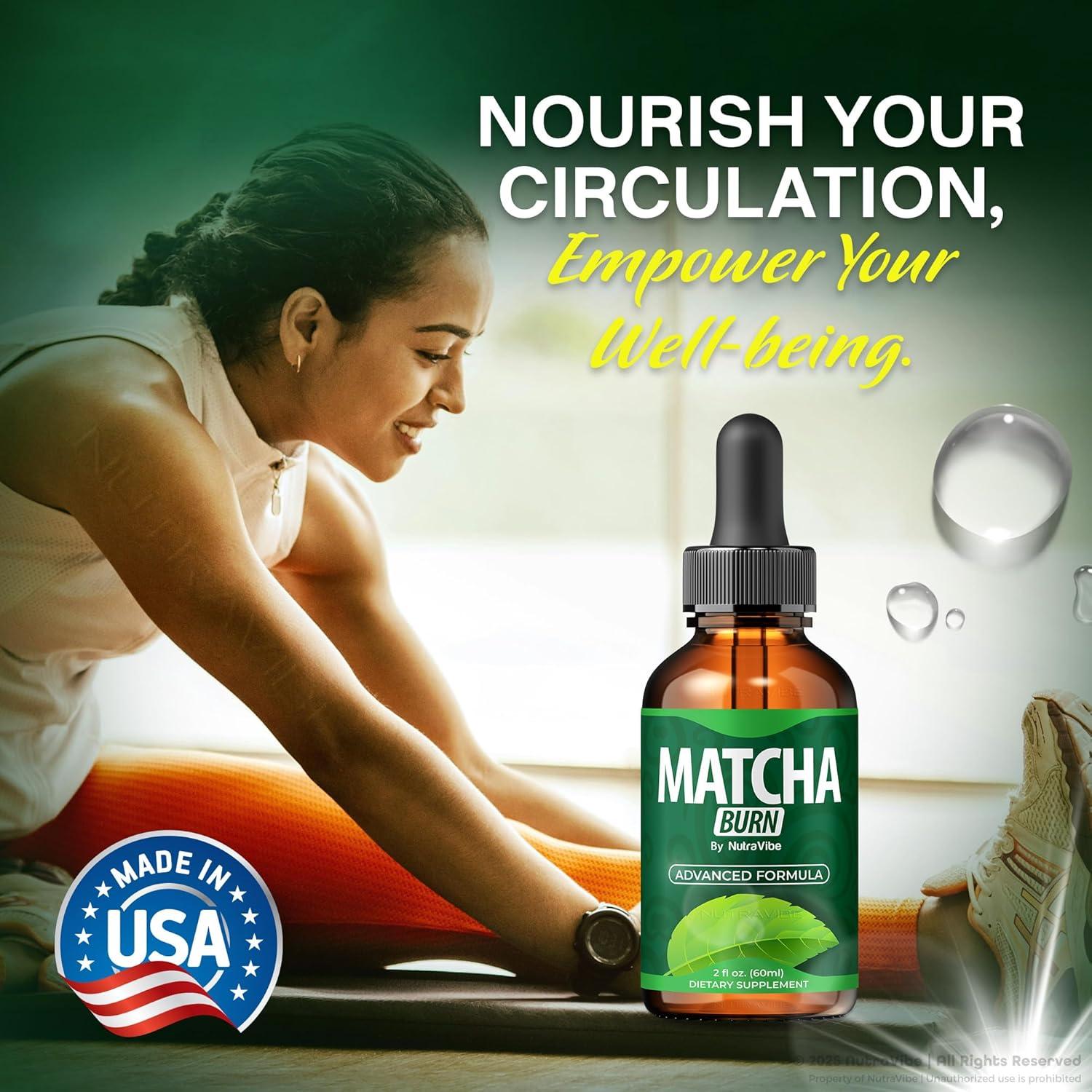 Gotas Líquidas de Matcha Burn NutraVibe - Energía Natural 30 Porciones