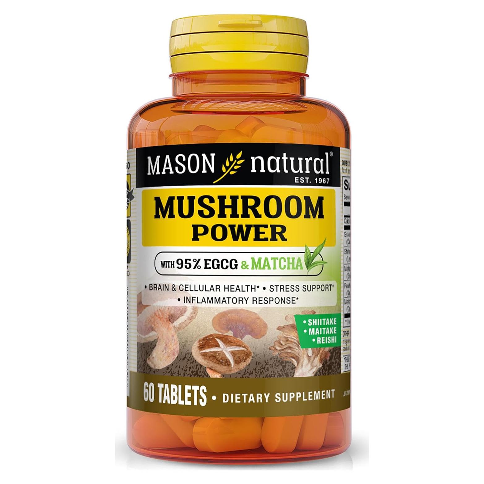 Suplemento de Hongo Mason Natural 60 Tabletas 95% EGCG Matcha