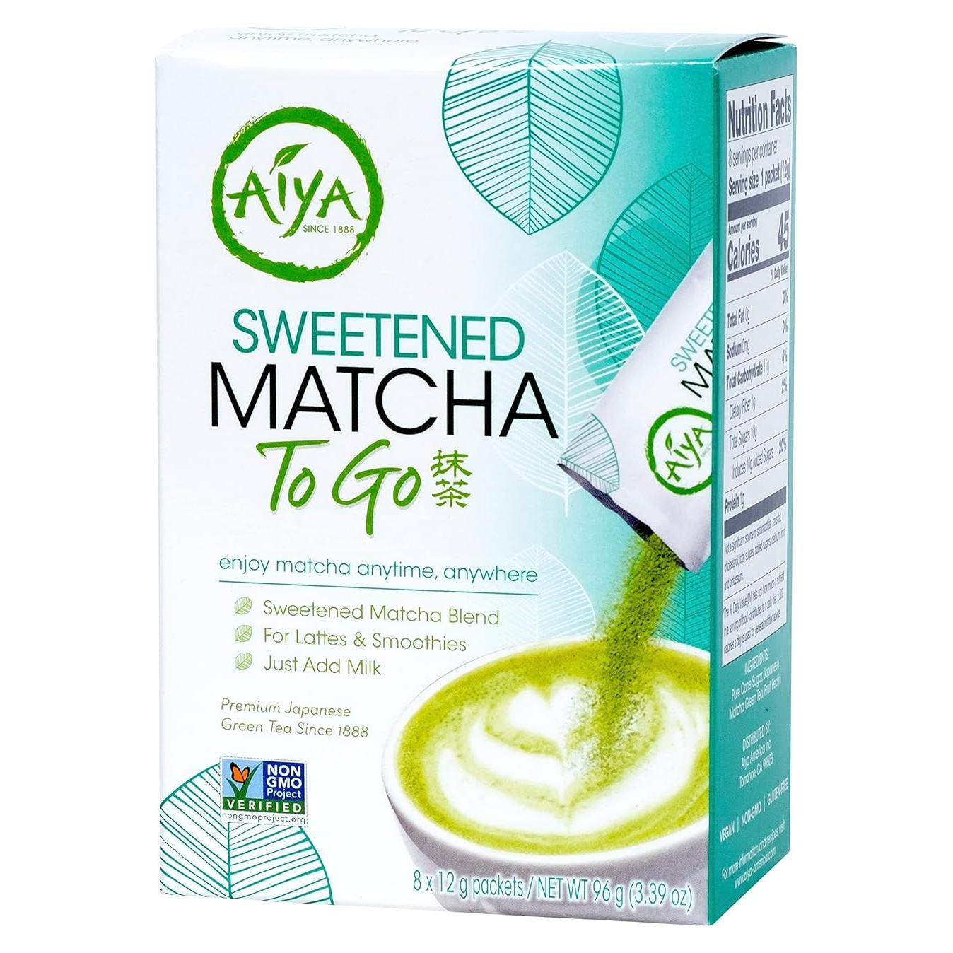 Polvo de Matcha Endulzado Aiya - 8 Stick Individuales 95g