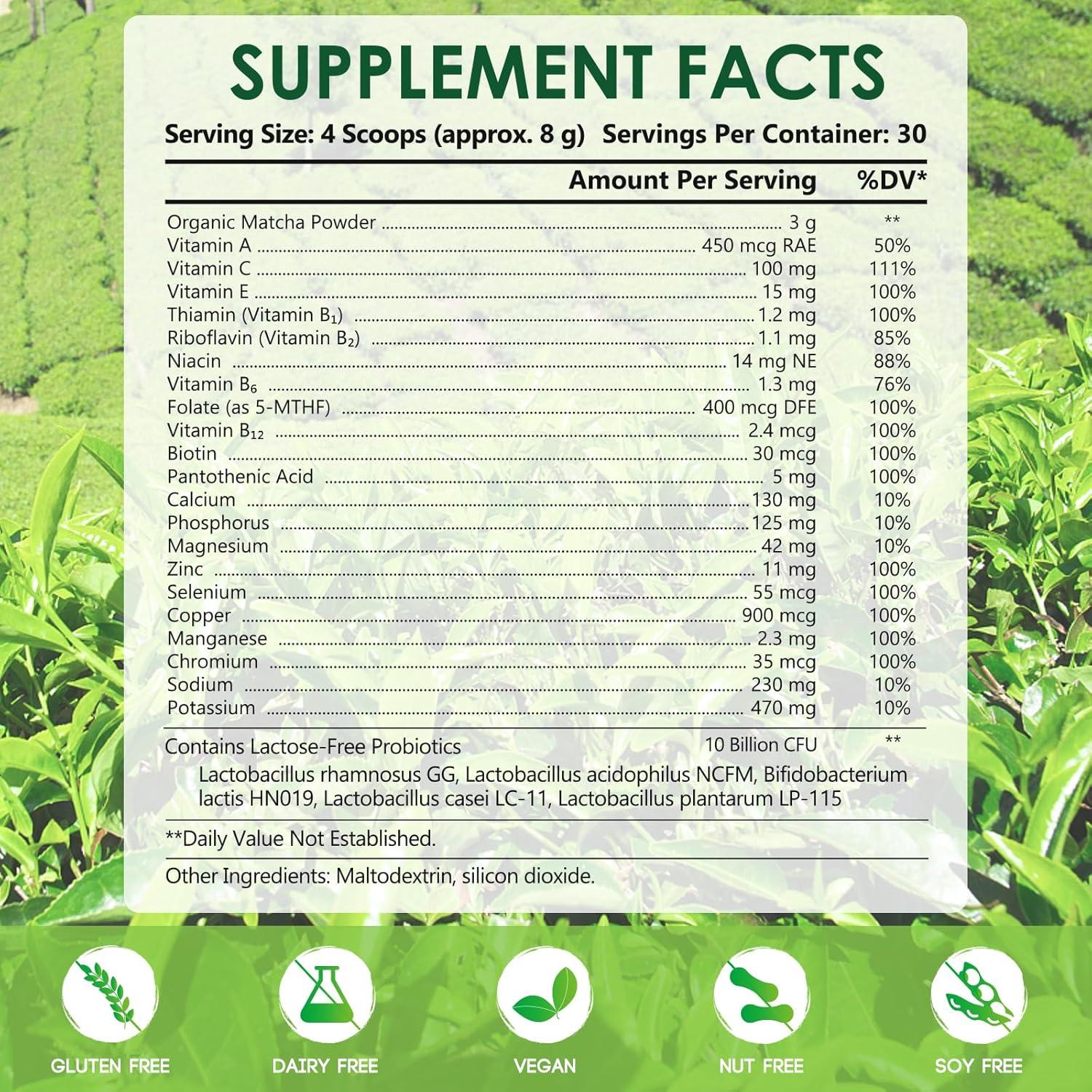 Polvo de Matcha Orgánico DR.YES 240g - Grado Premium, Sin Gluten