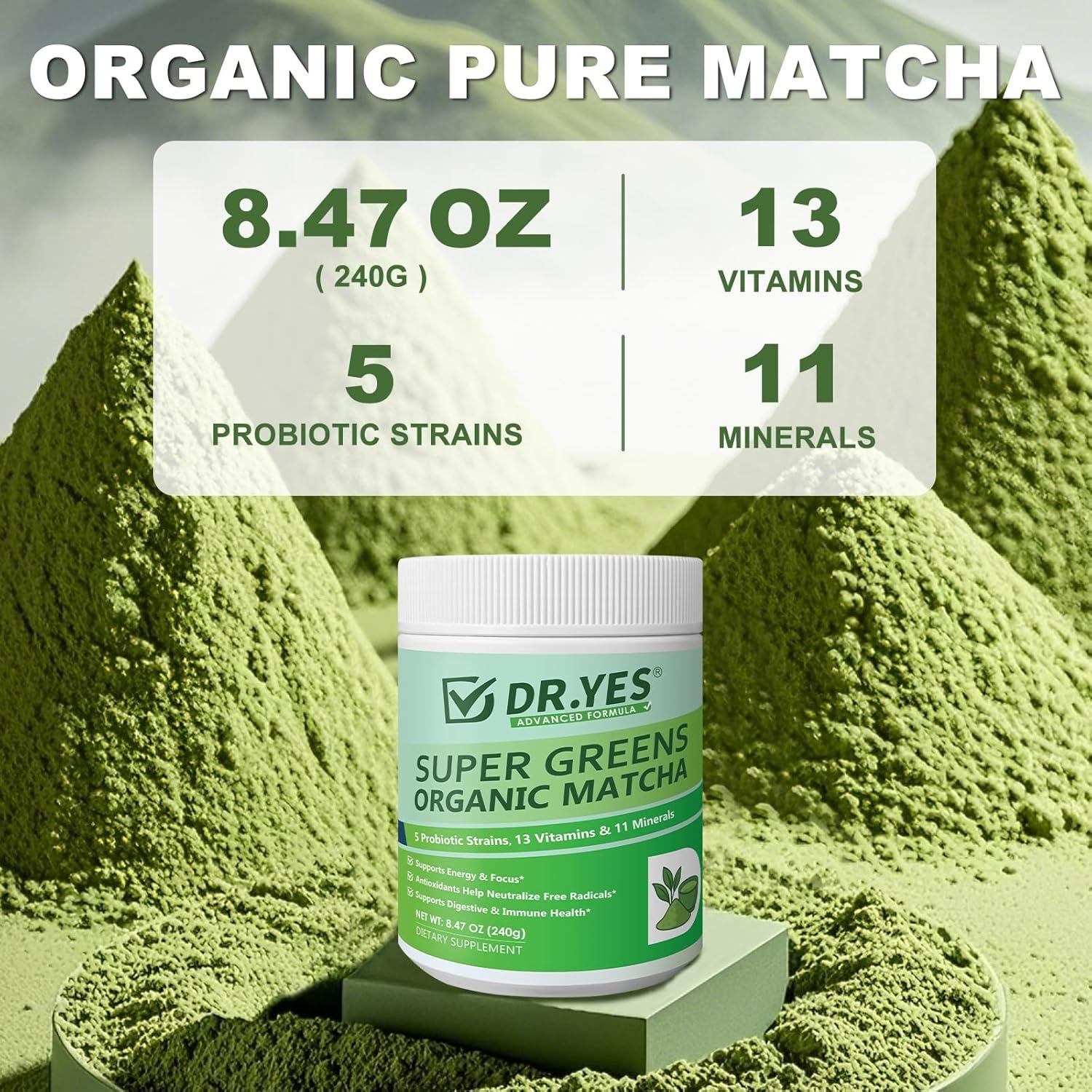 Polvo de Matcha Orgánico DR.YES 240g - Grado Premium, Sin Gluten