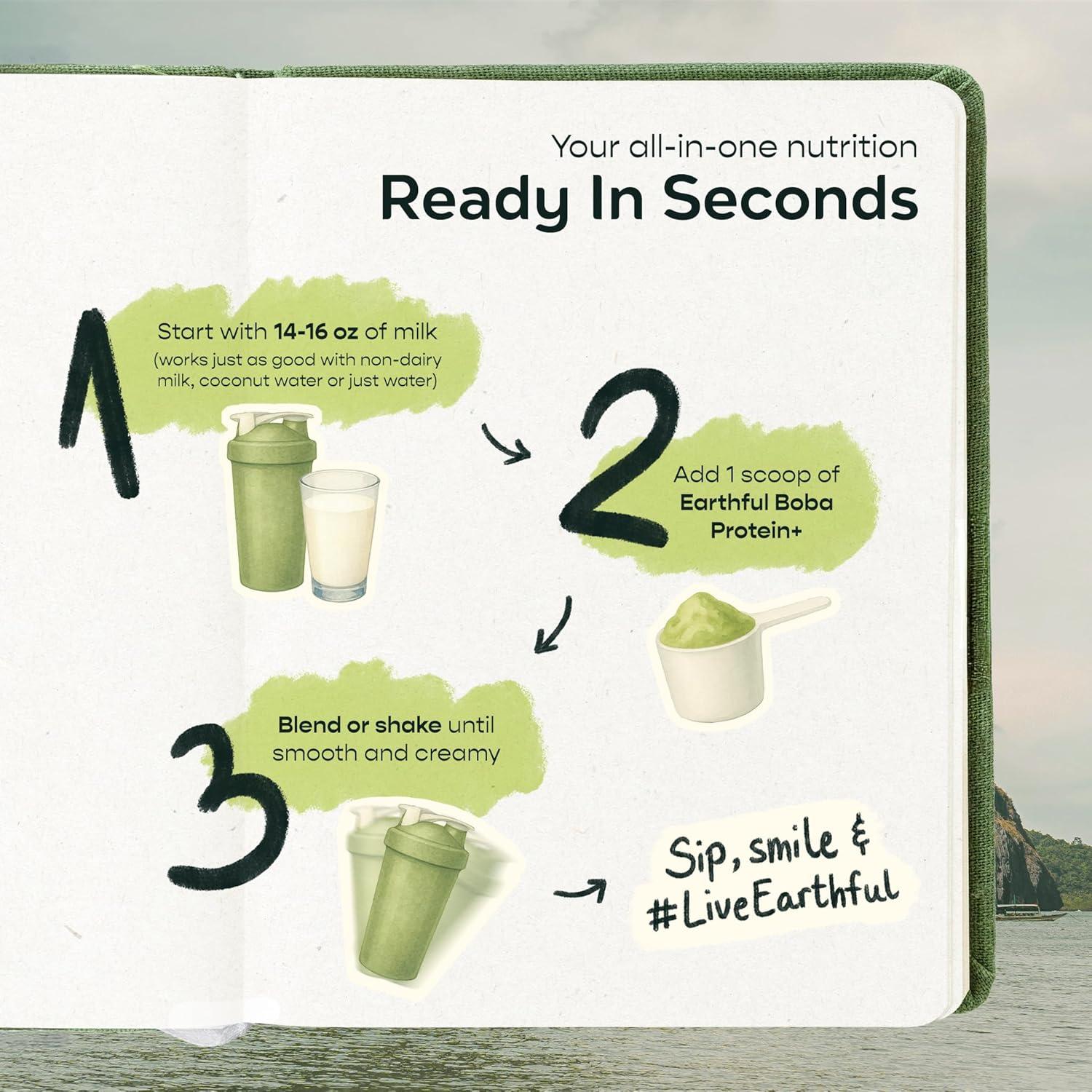 Proteína Vegetal Earthful Matcha Boba 20 Porciones 0.93kg