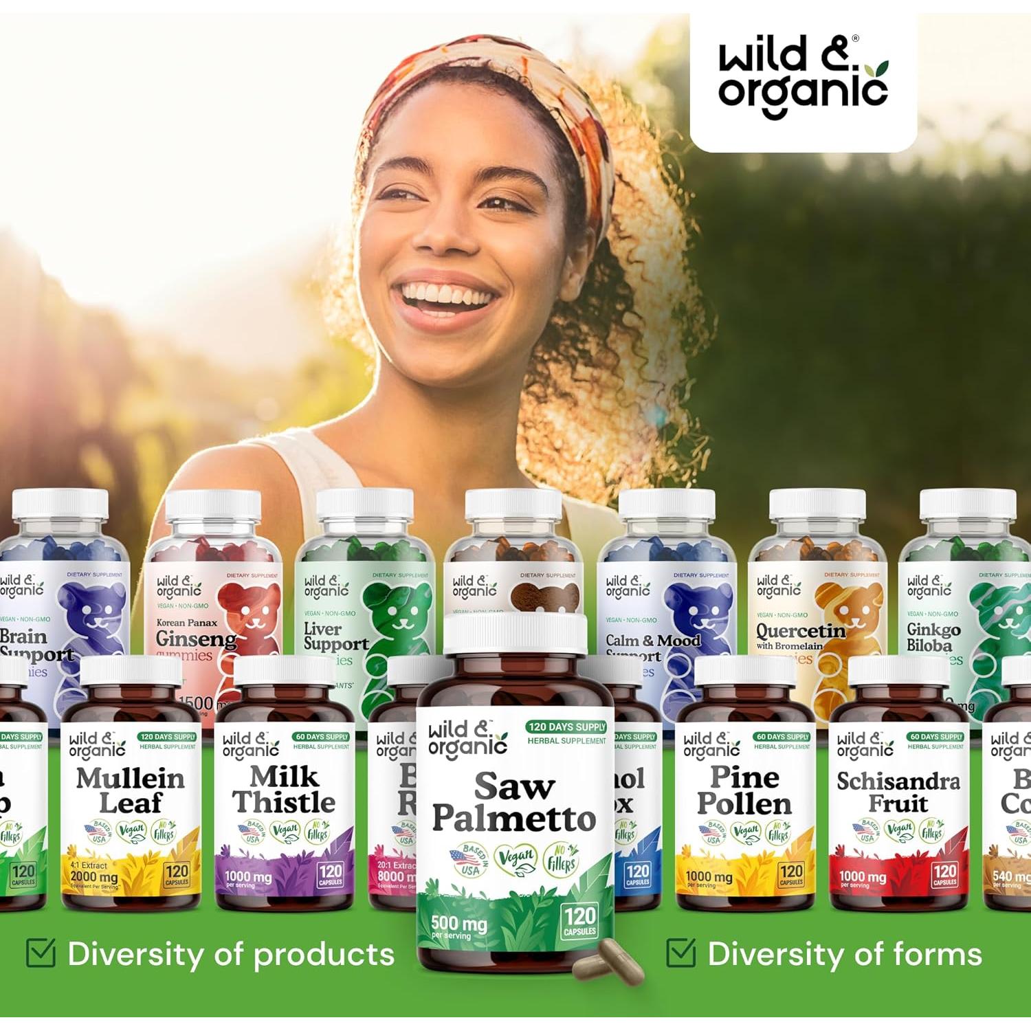 Cápsulas de Saw Palmetto Silvestre y Orgánico 500 mg - 120 Unidades