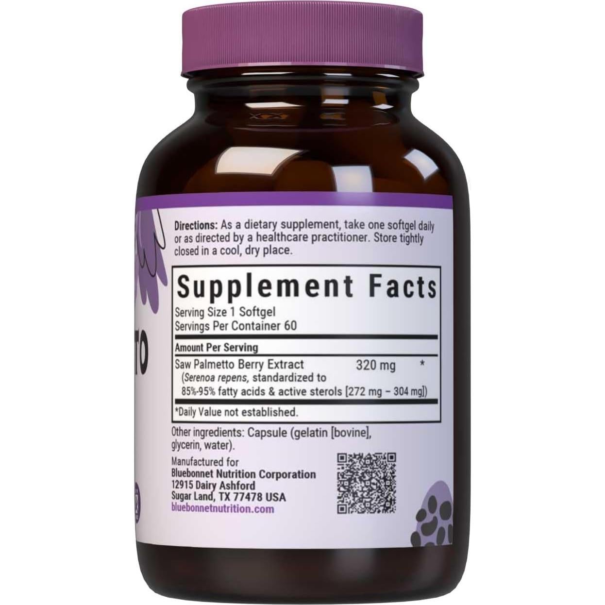 Suplemento de Saw Palmetto BlueBonnet 60 Softgels Salud Próstata