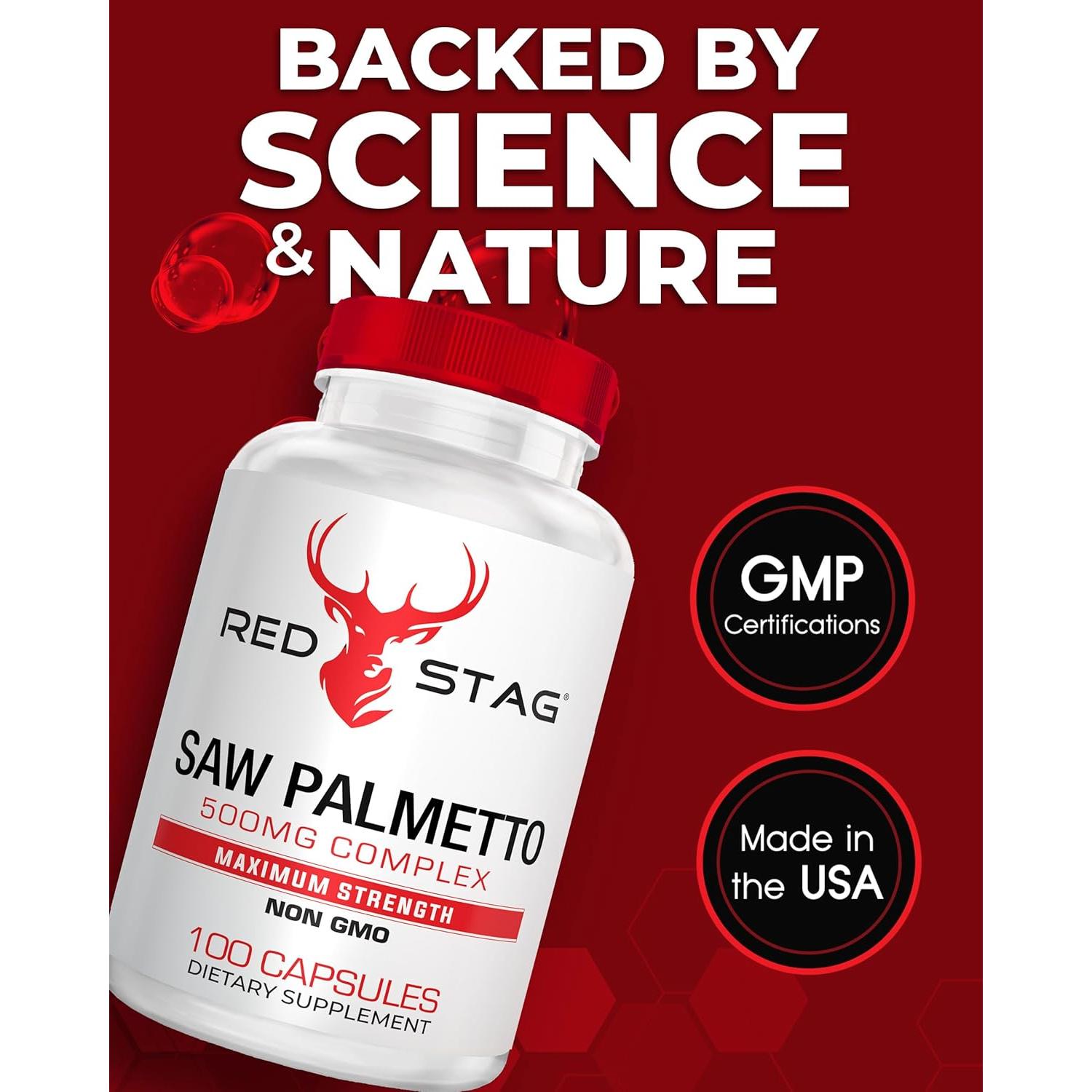 Suplemento Herbal Saw Palmetto Red Stag 500 mg 100 Cápsulas