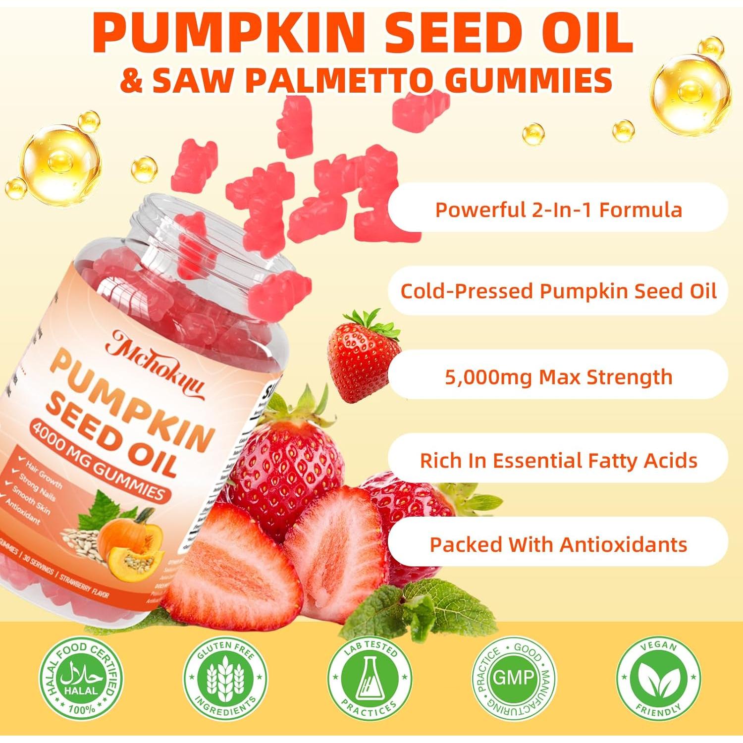 Gomas de Aceite de Semilla de Calabaza 4000mg Mchokuu 60 Unidades