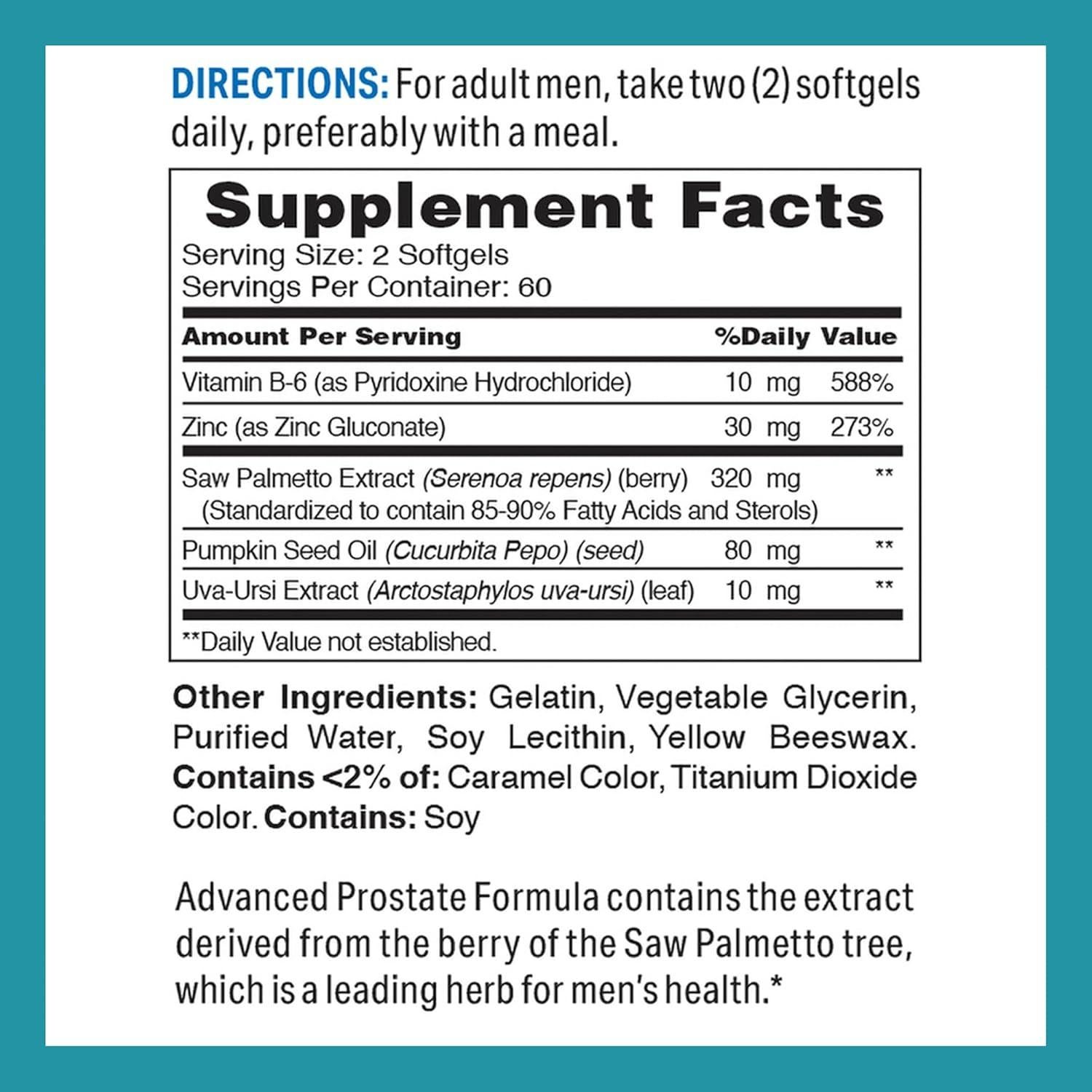 Fórmula Avanzada de Próstata Vitamin World 120 Softgels