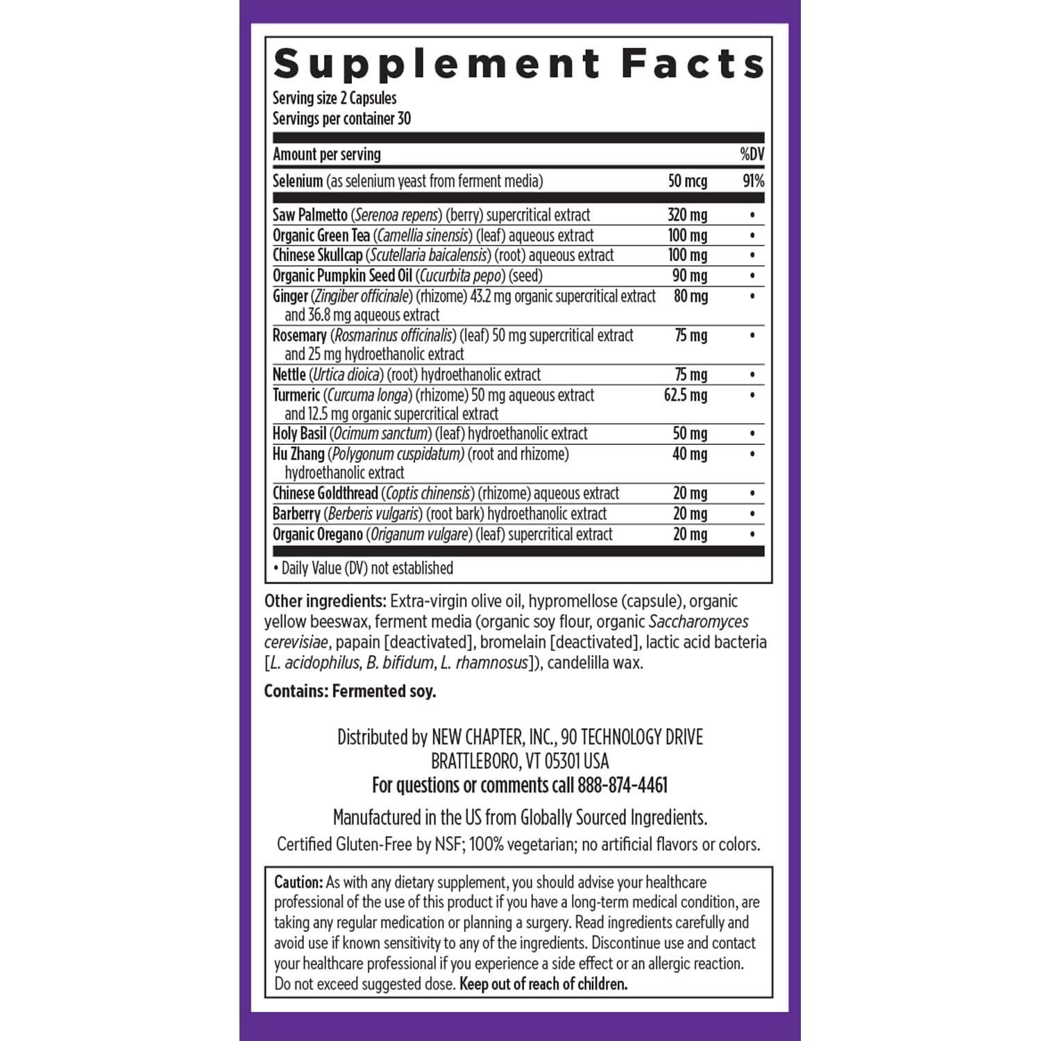 Suplemento Zyflamend Prostate New Chapter 60 Cápsulas Vegetales