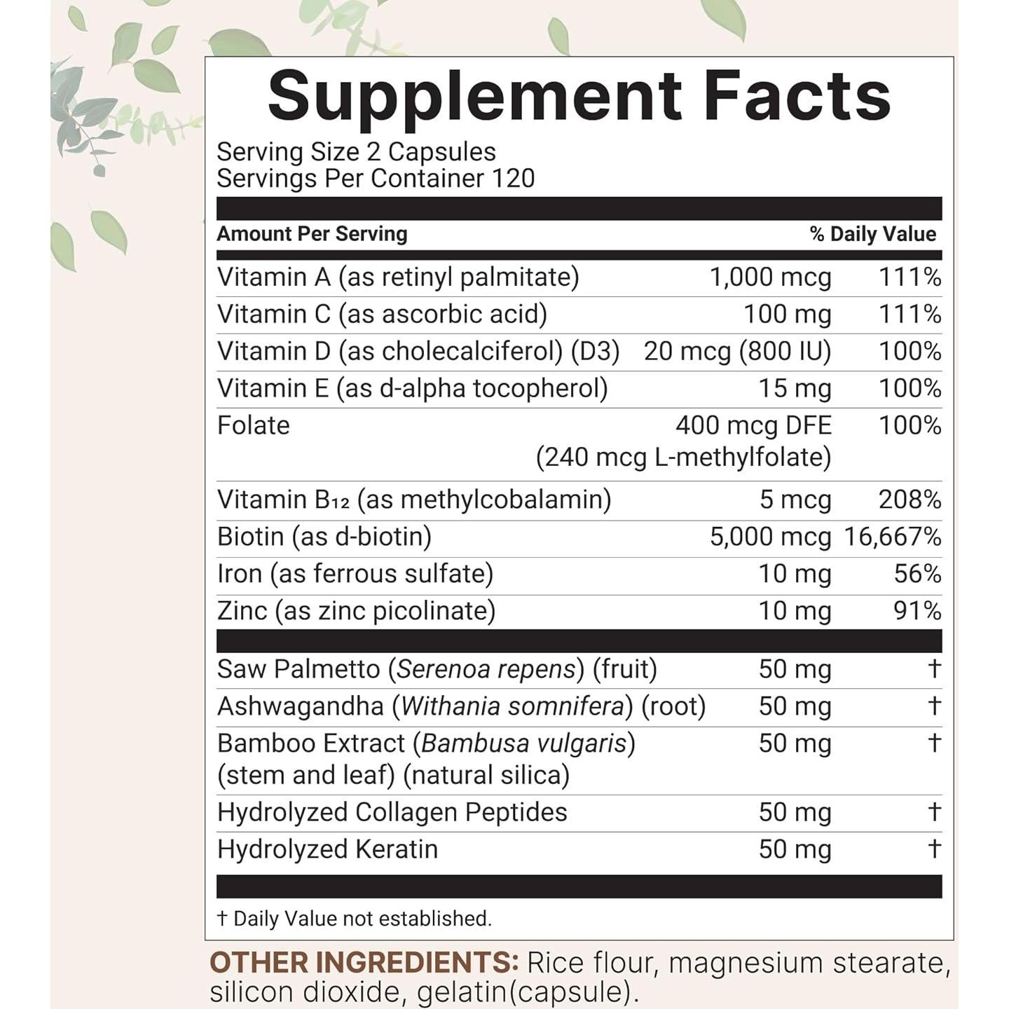 Vitaminas para el Cabello Micro Ingredients 240 Cápsulas 14 en 1