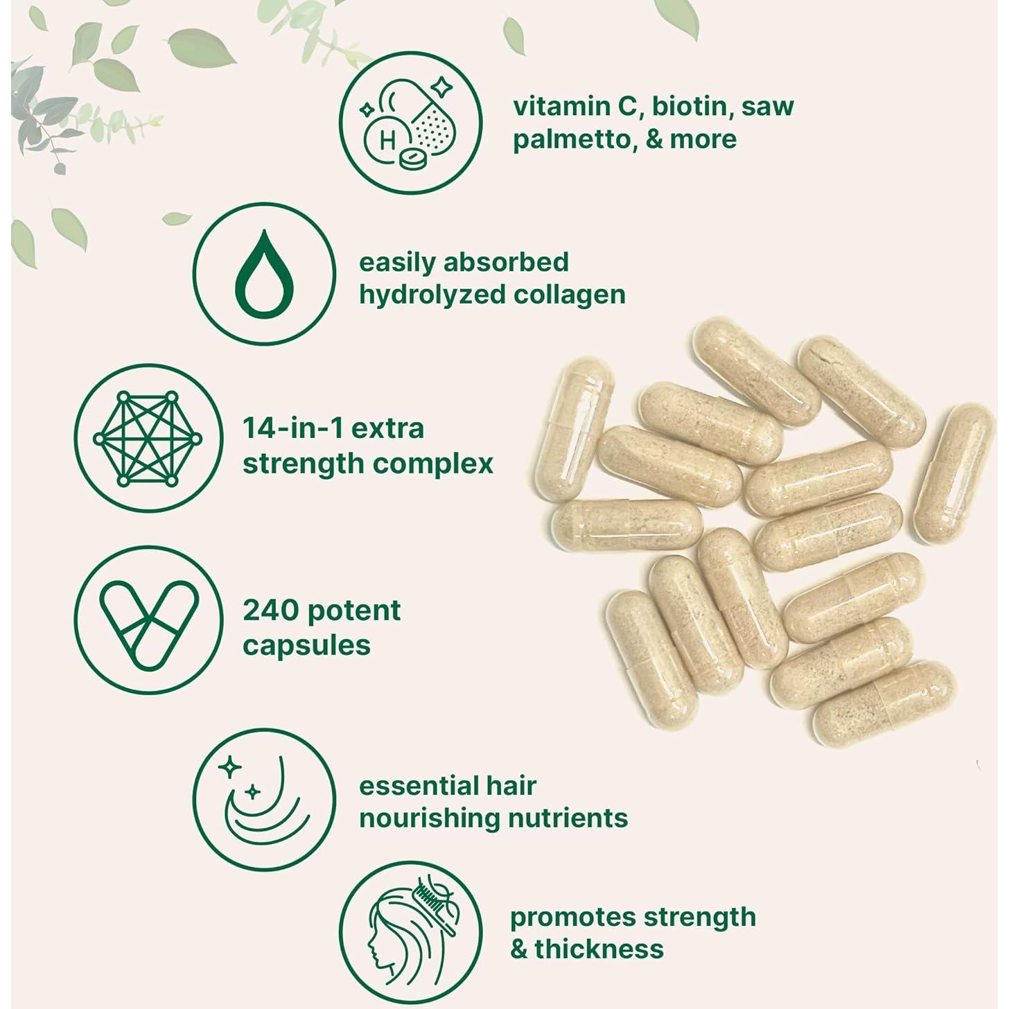 Vitaminas para el Cabello Micro Ingredients 240 Cápsulas 14 en 1