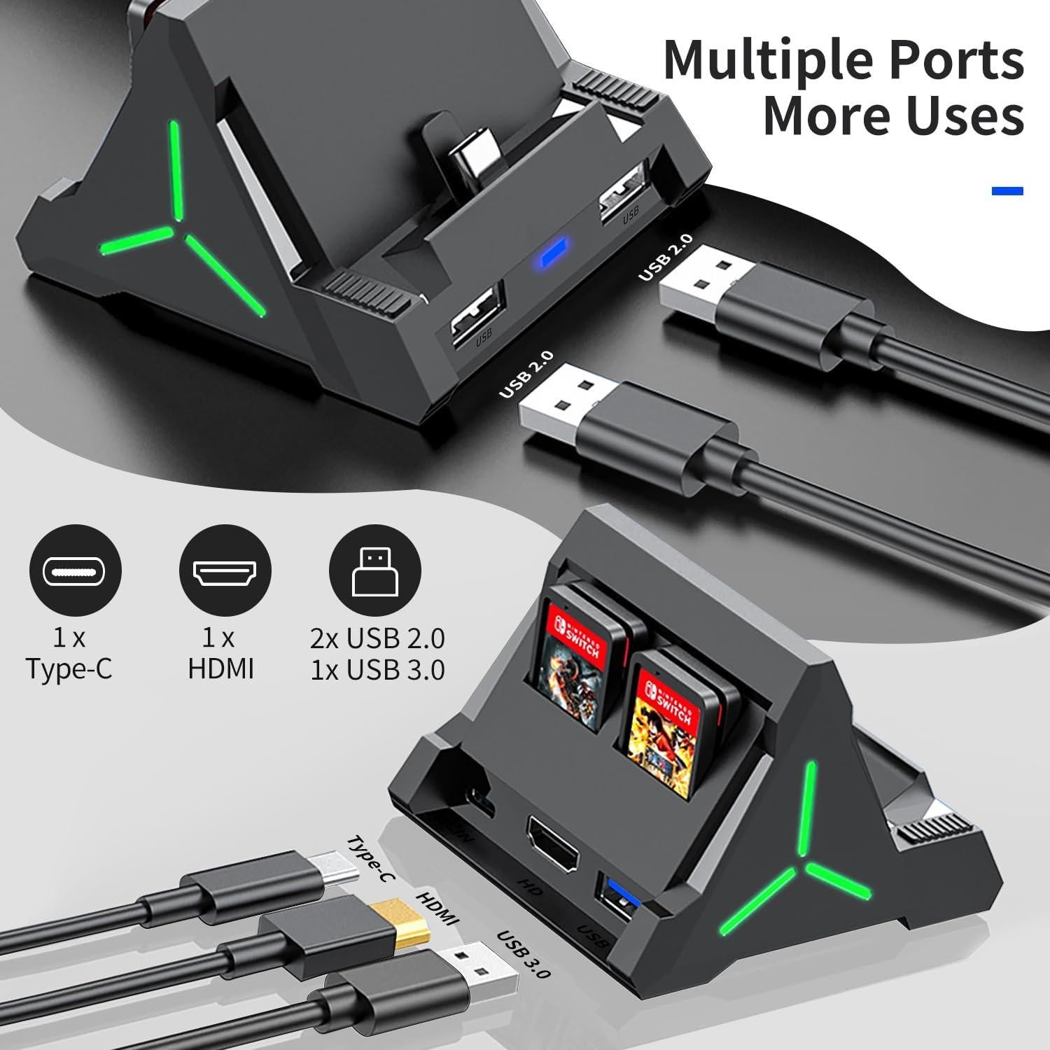 Dock para TV Nintendo Switch TOOMU 4K HDMI USB C LED