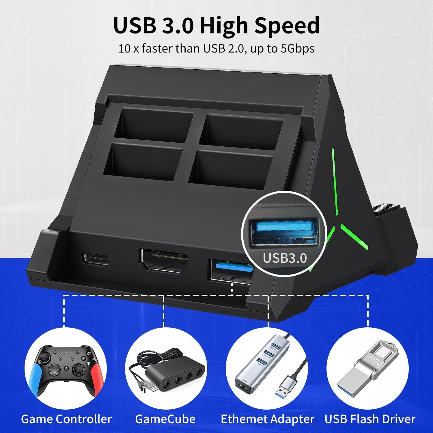 Dock para TV Nintendo Switch TOOMU 4K HDMI USB C LED